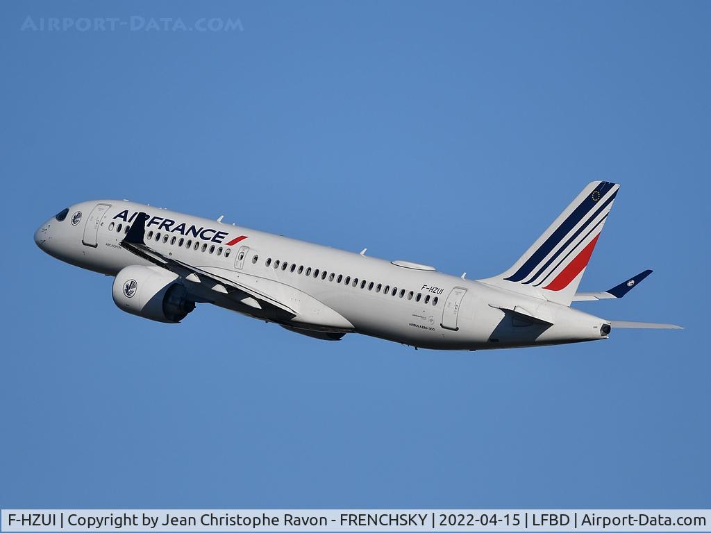 F-HZUI, 2022 Airbus A220-300 C/N 55159, Air France take off, Bordeaux (BOD)	Paris (CDG)	AF7435