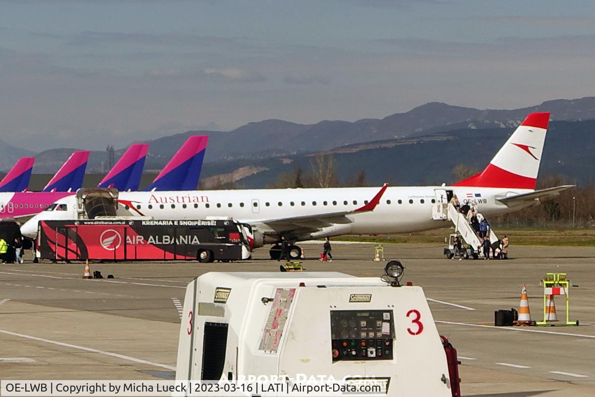 OE-LWB, 2009 Embraer 195LR (ERJ-190-200LR) C/N 19000324, At Tirana