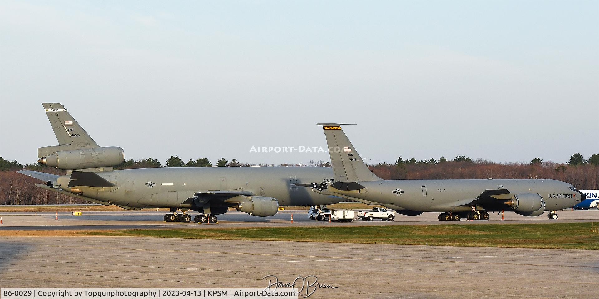 86-0029, 1986 McDonnell Douglas KC-10A Extender C/N 48242, ROMA22 & SWATH23 sit on the ramp at sunrise