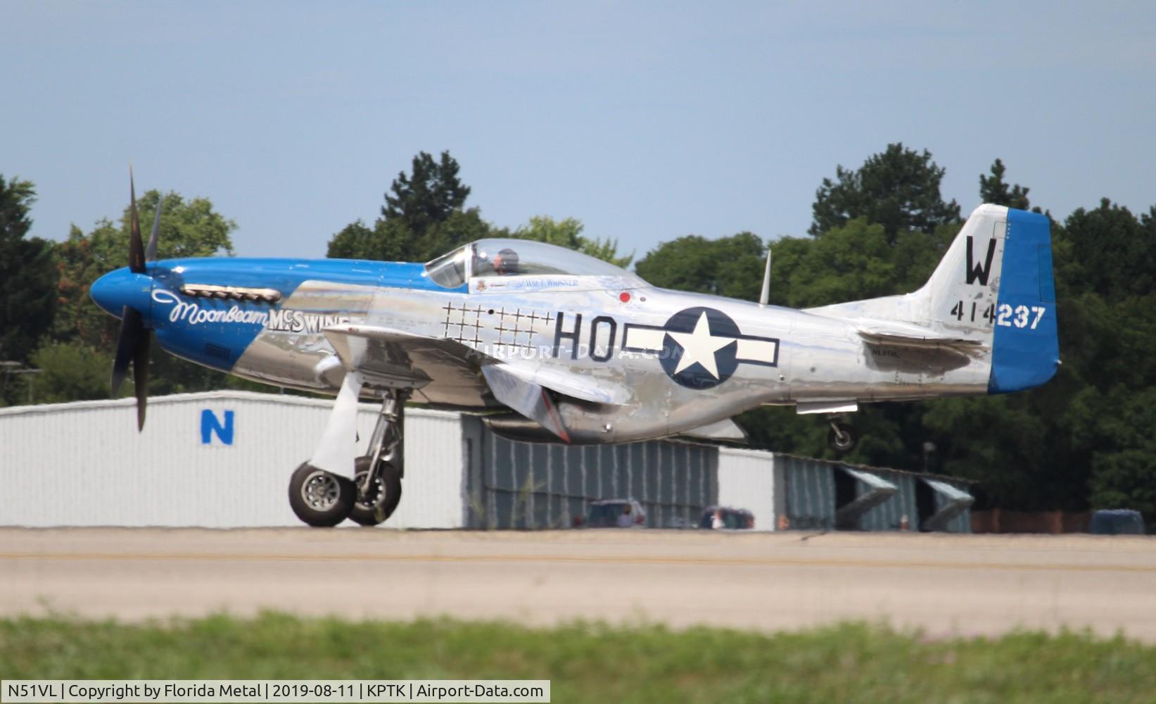 N51VL, 1944 North American F-51D Mustang C/N 122-40196, Pontiac 2019 zx