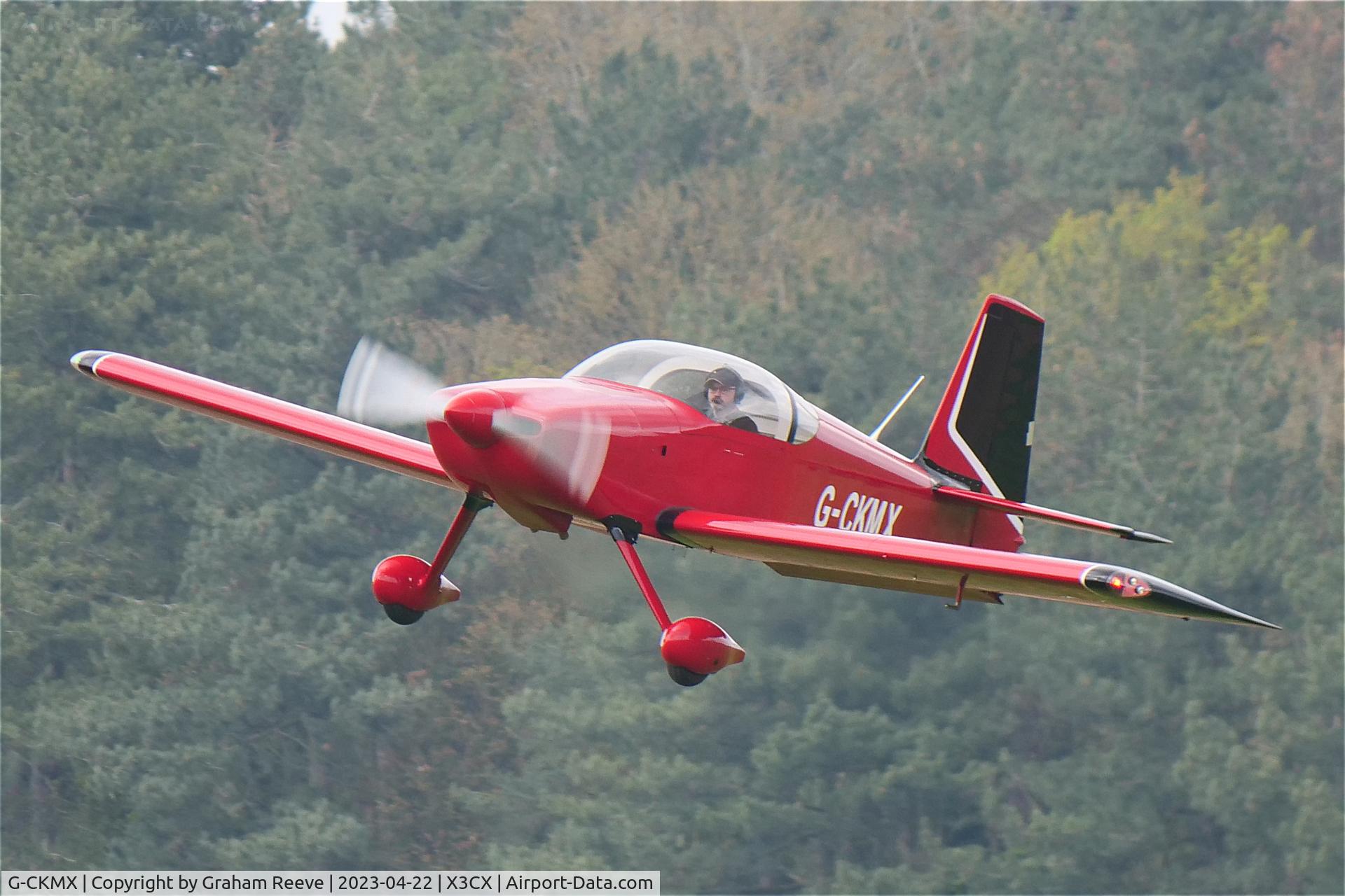 G-CKMX, 2017 Vans RV-7 C/N LAA 323-15138, Departing from Northrepps.