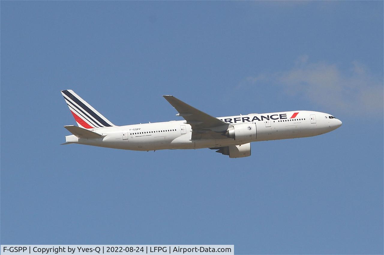 F-GSPP, 2001 Boeing 777-228/ER C/N 30615, Boeing 777-228ER, Climbing from rwy 09R, Roissy Charles De Gaulle airport (LFPG-CDG)