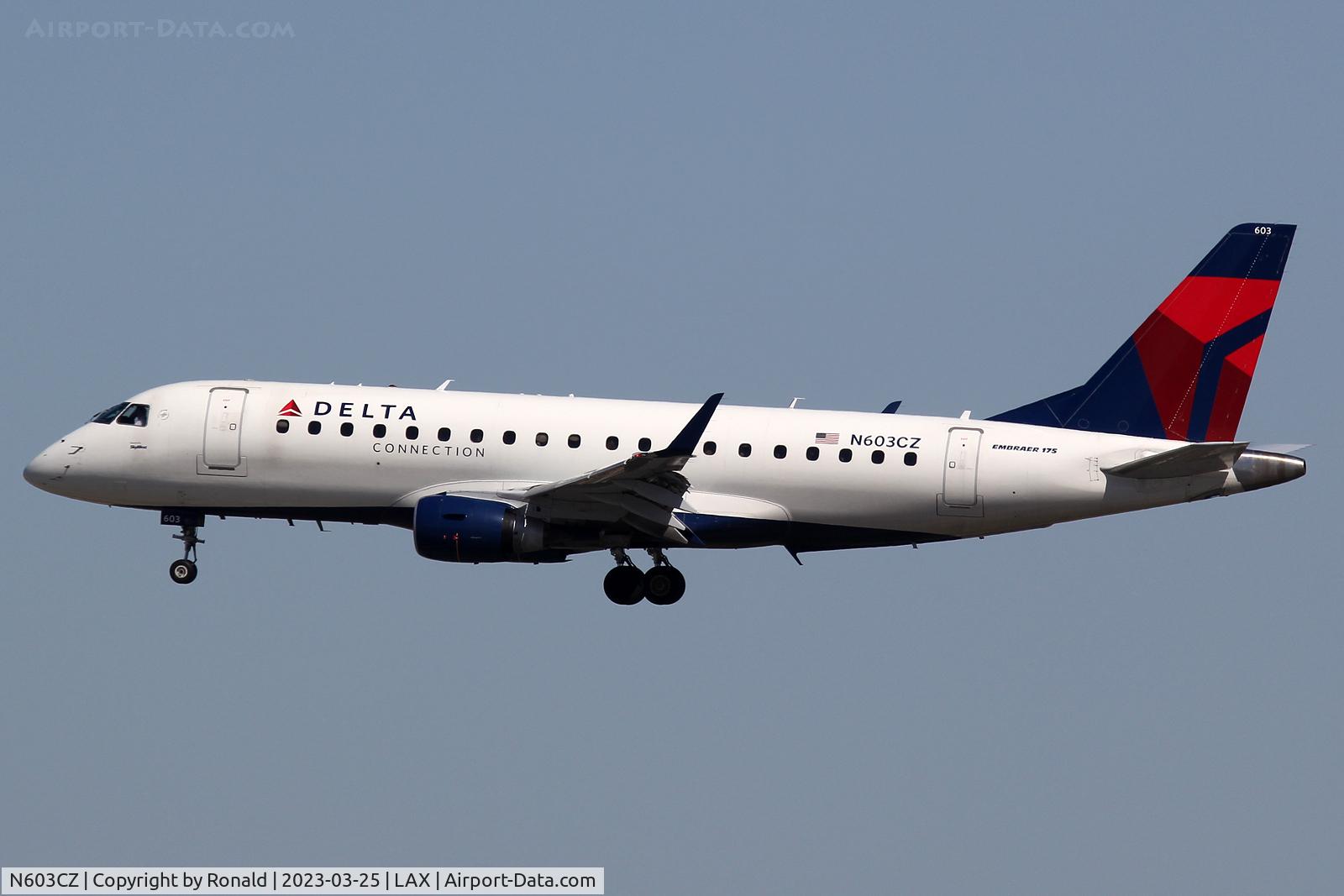 N603CZ, 2007 Embraer 175LR (ERJ-170-200LR) C/N 17000176, at lax