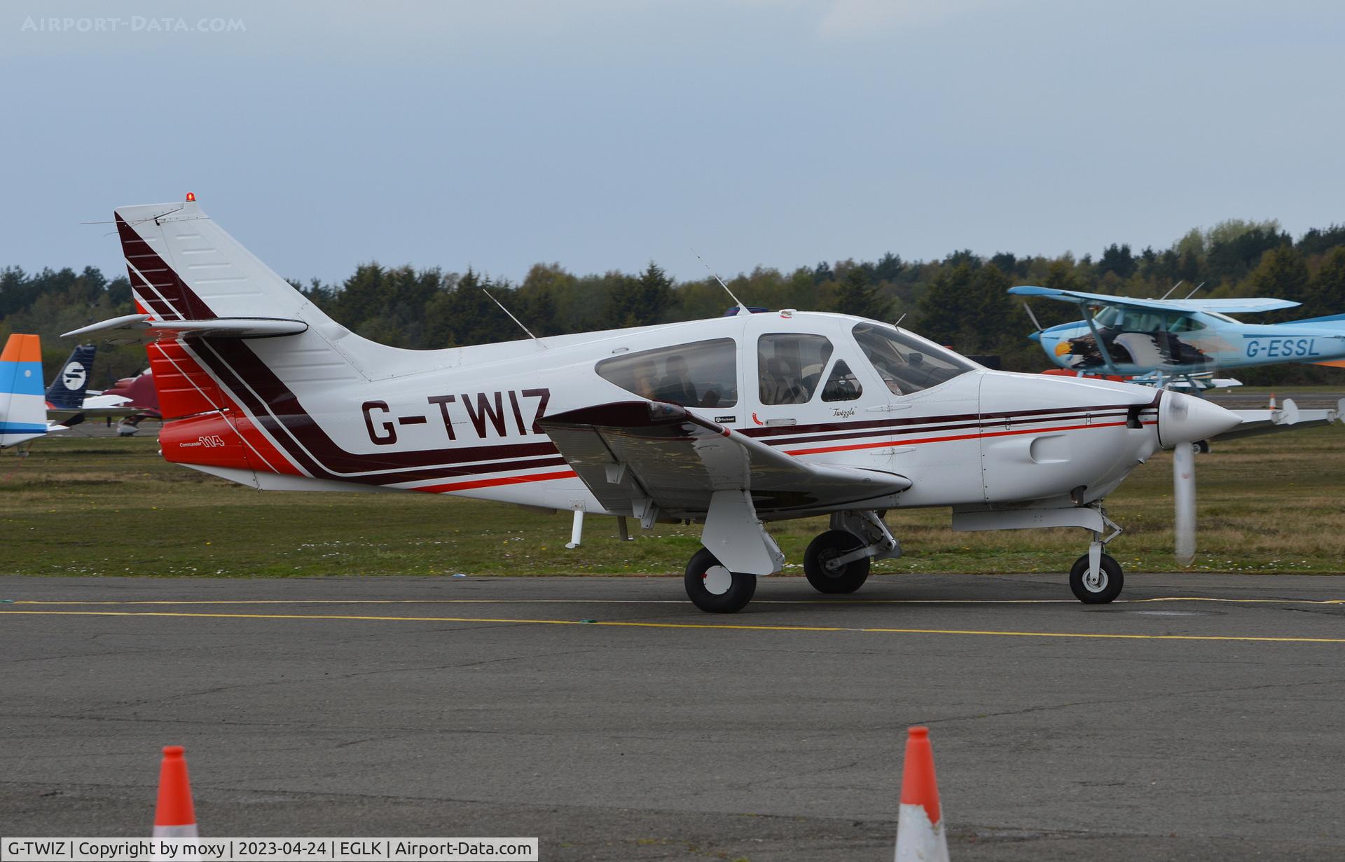 G-TWIZ, 1978 Rockwell Commander 114 C/N 14375, Rockwell Commander 114 at Blackbushe. Ex SE-GSP