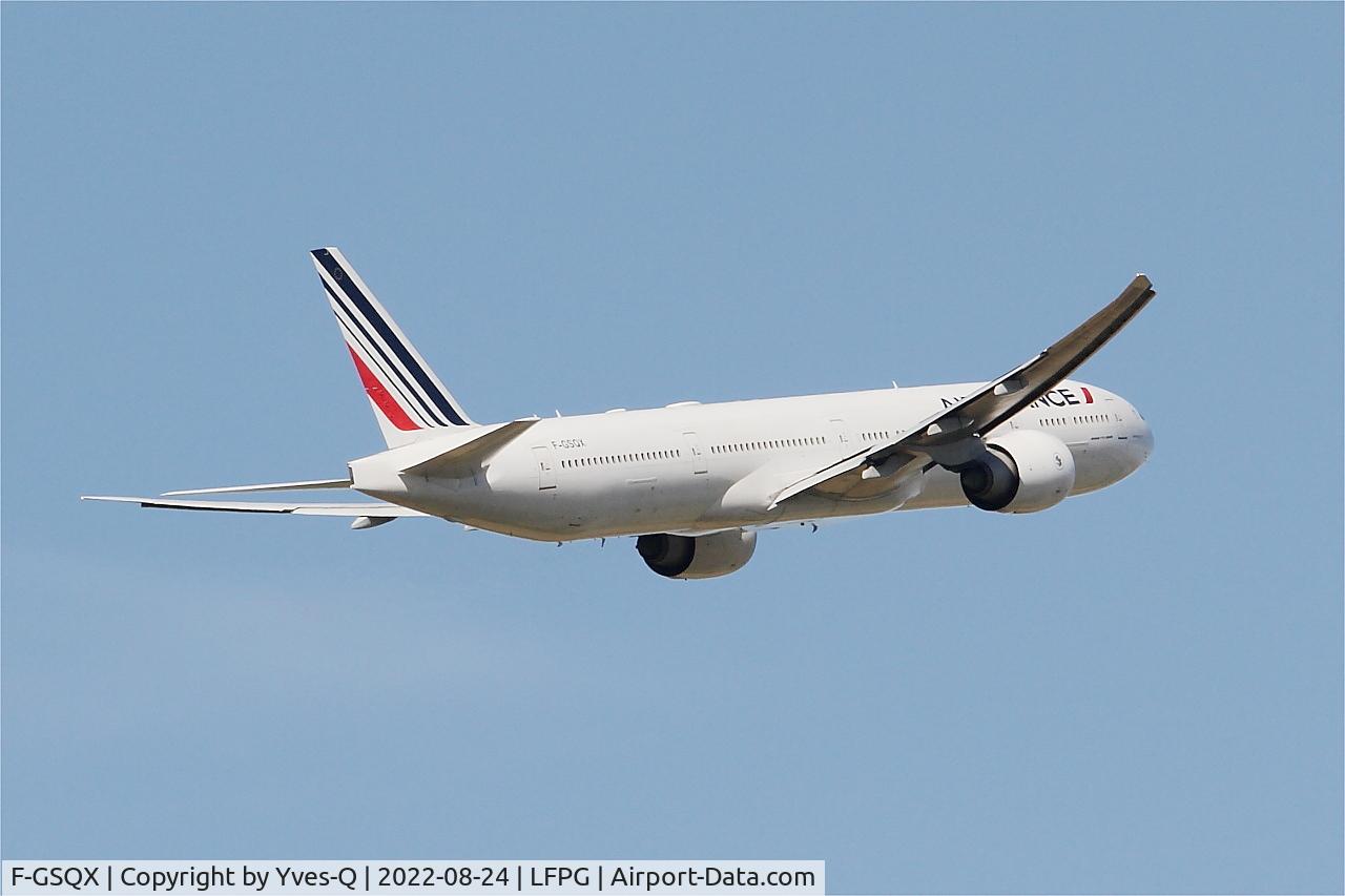 F-GSQX, 2007 Boeing 777-328/ER C/N 32963, Boeing 777-328ER, Climbing from rwy 09R, Roissy Charles De Gaulle airport (LFPG-CDG)