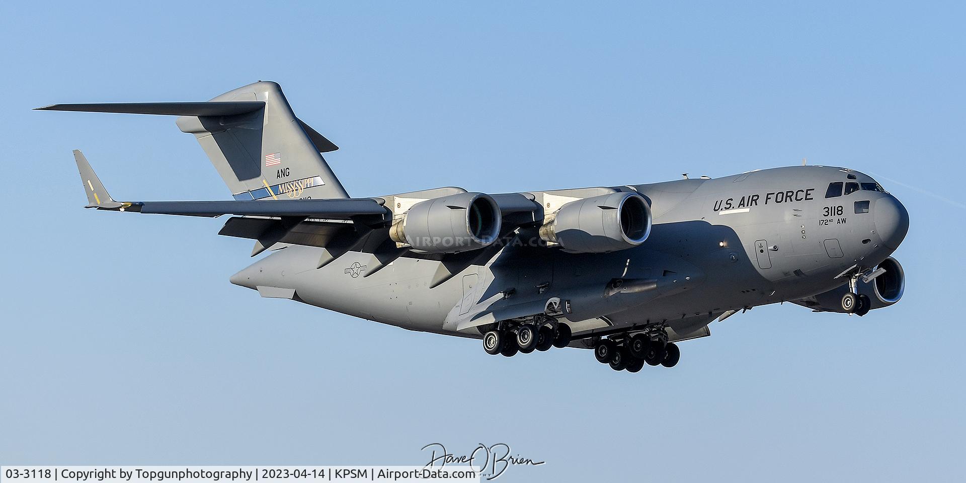 03-3118, 2003 Boeing C-17A Globemaster III C/N P-118, REACH193	landing RW16