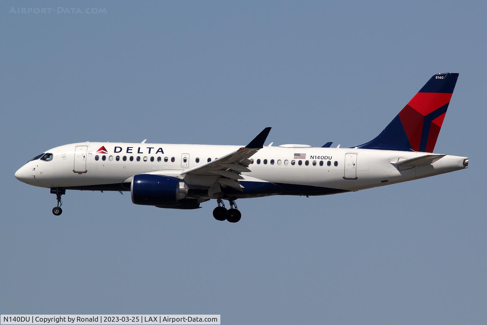 N140DU, Airbus A220-171 C/N 50059, at lax