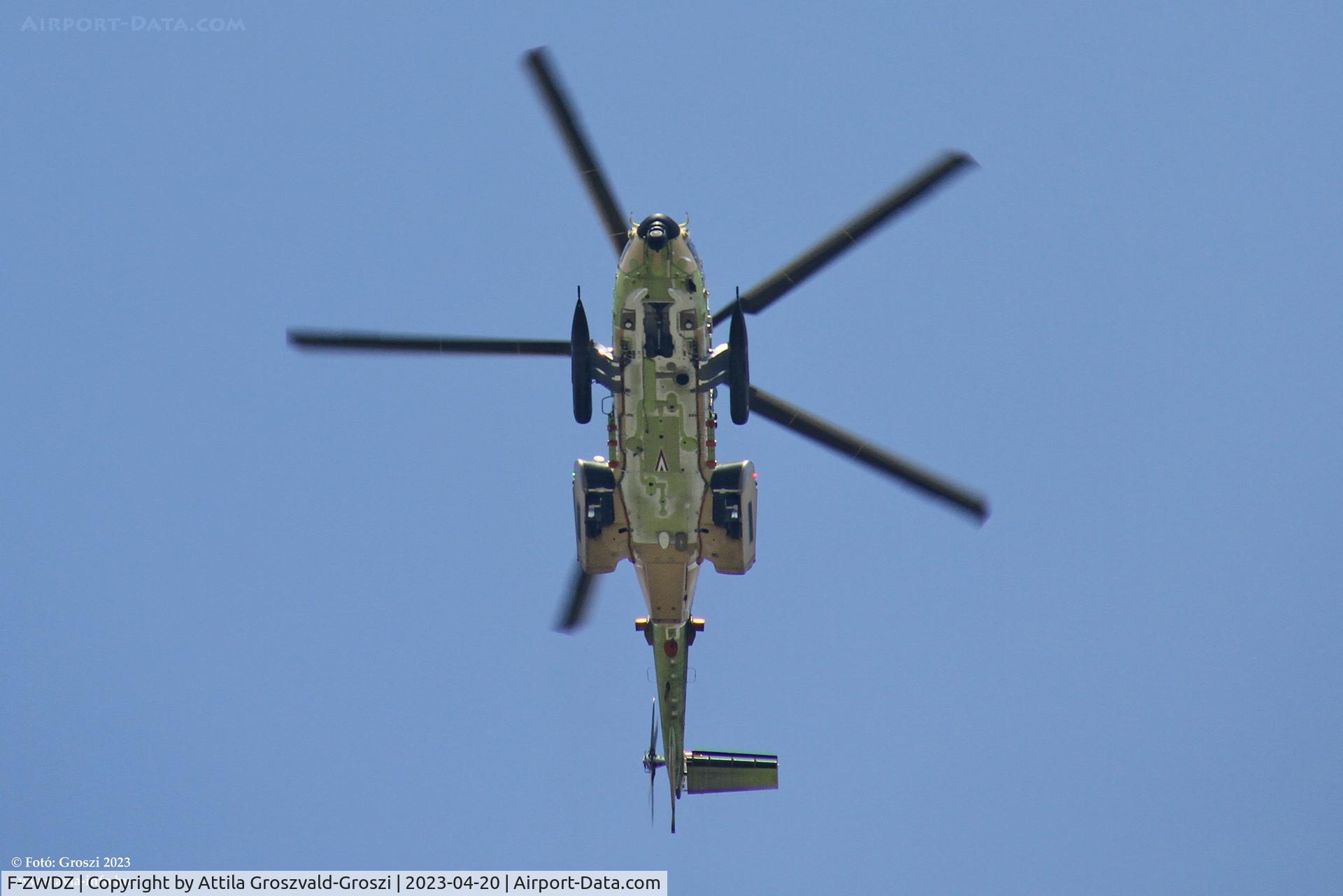 F-ZWDZ, 2022 Airbus Helicopters H225M C/N 3117, Hajmáskér, in the airspace of a military shooting range.