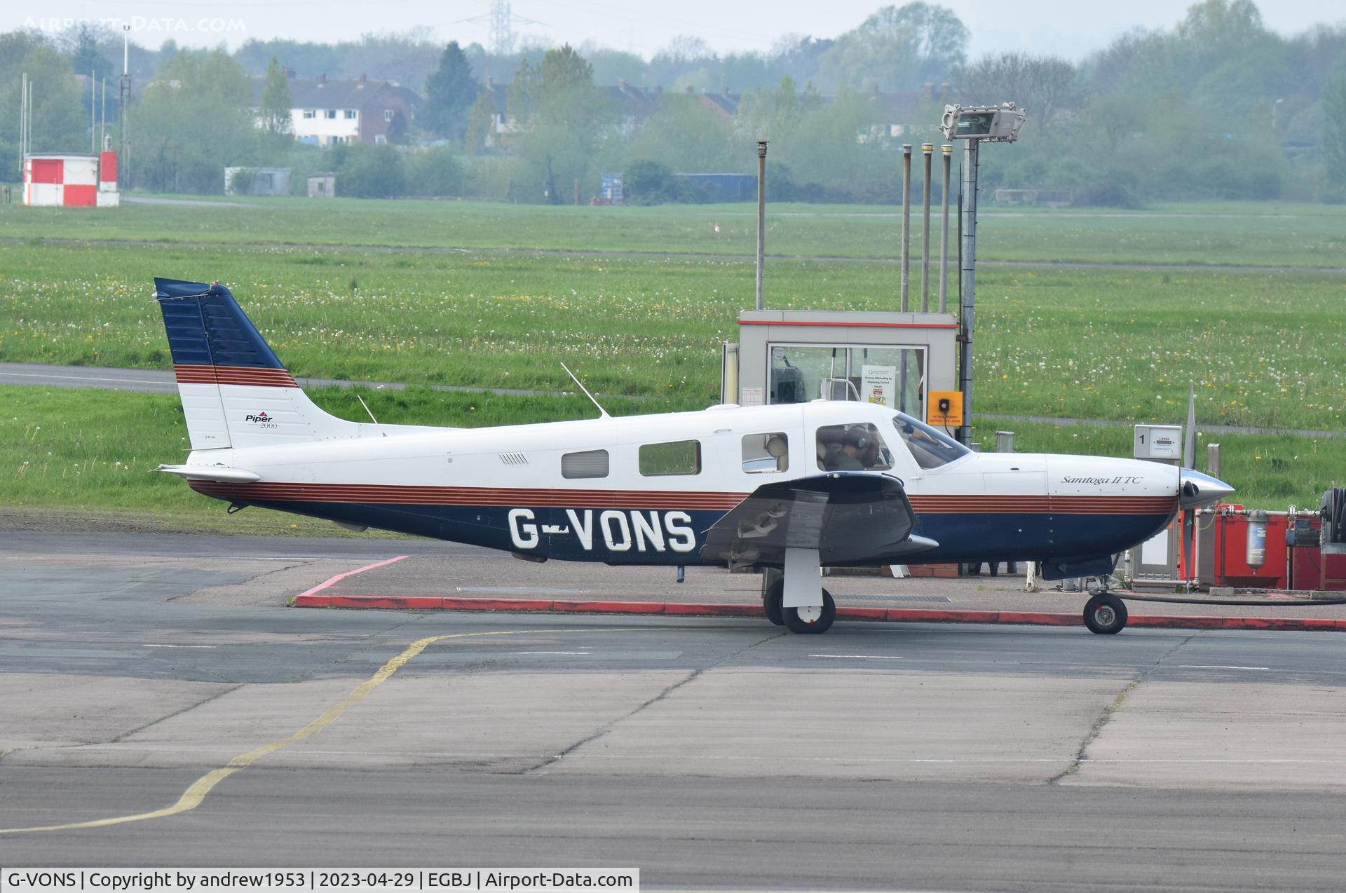 G-VONS, 2000 Piper PA-32R-301T Saratoga II TC Turbo Saratoga C/N 3257155, G-VONS at Gloucestershire Airport.