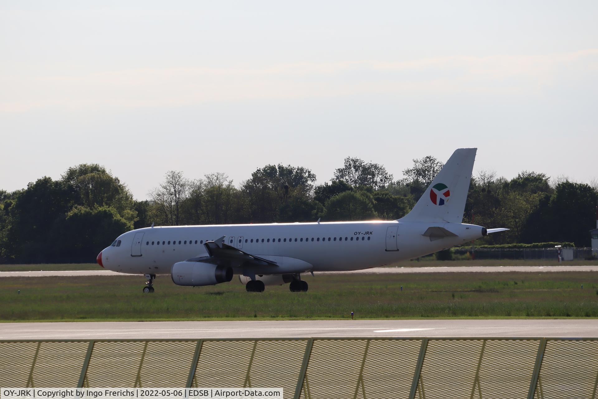 OY-JRK, 1993 Airbus A320-231 C/N 444, A320 OY-JRK taxiing at Karlsruhe/Baden-Baden Airport (FKB/EDSB).