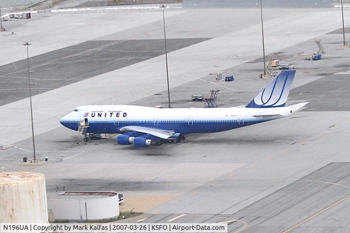 N196UA, 1997 Boeing 747-422 C/N 28715, United Airlines Boeing 747-422, at the maintenance hangar at SFO