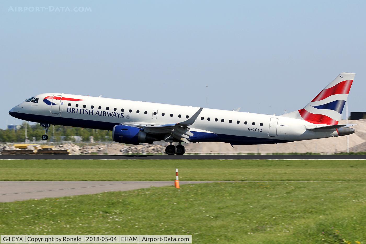G-LCYX, 2008 Embraer 190LR (ERJ-190-100LR) C/N 19000178, at spl