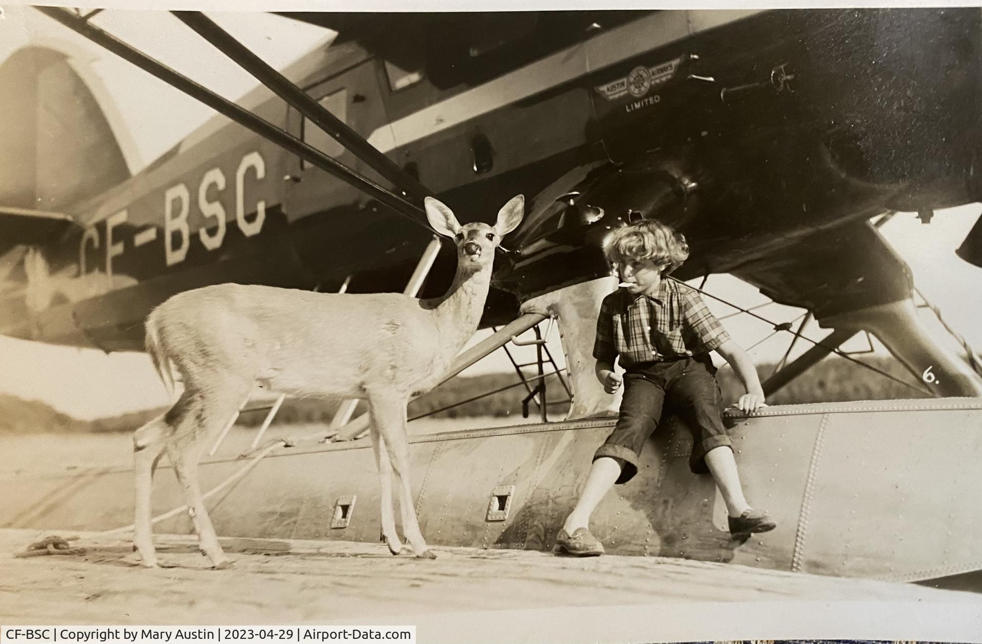 CF-BSC, 1946 Noorduyn Norseman V C/N N29-17, Heather Austin at the age of 11 (1950) in front of her fathers ( Charles Austin of Austin Airways) Norseman