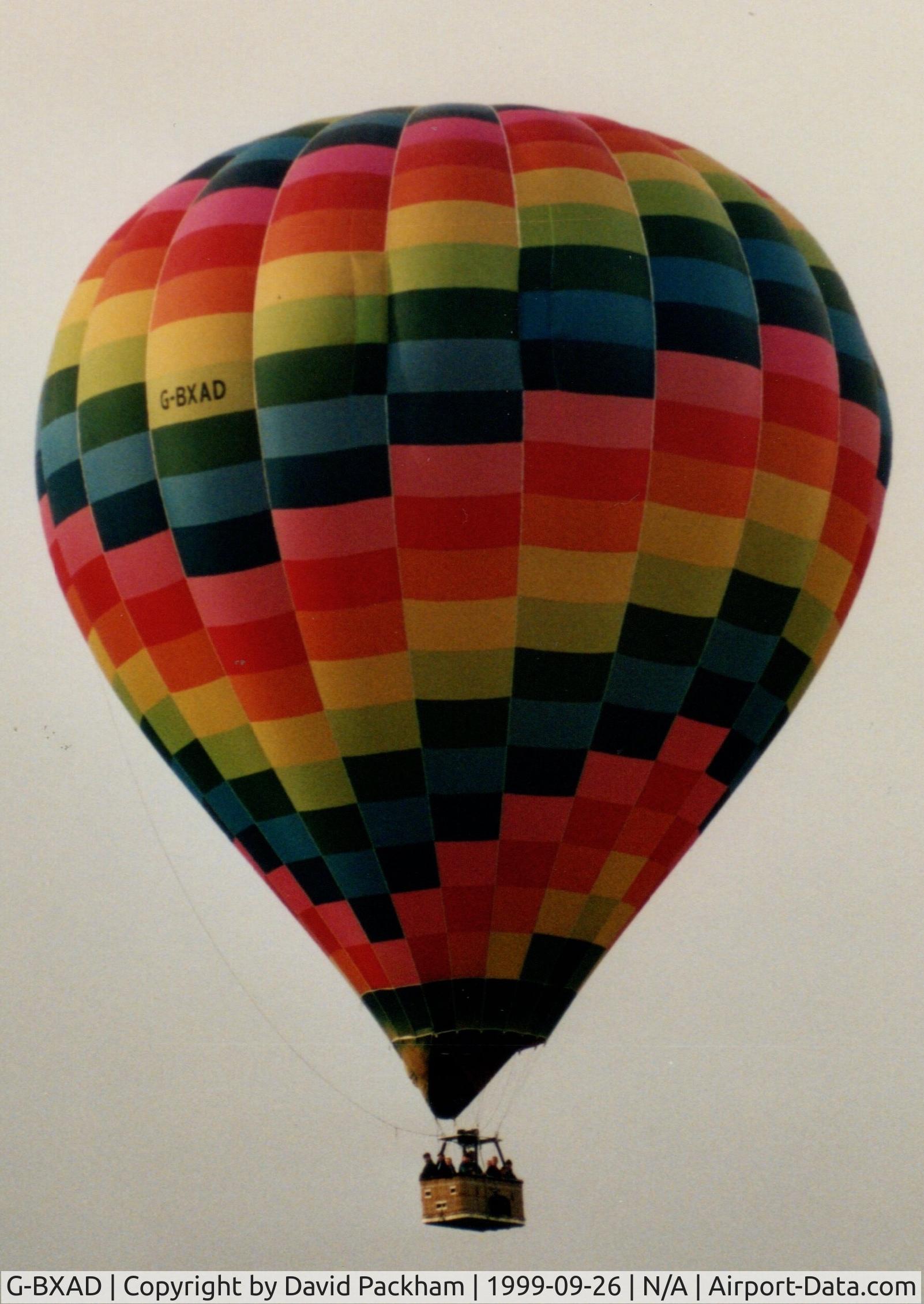 G-BXAD, 1997 Cameron Balloons Ltd THUNDER AX11-225 S2 C/N 4052, Photo taken Near Chelmsford, 1999