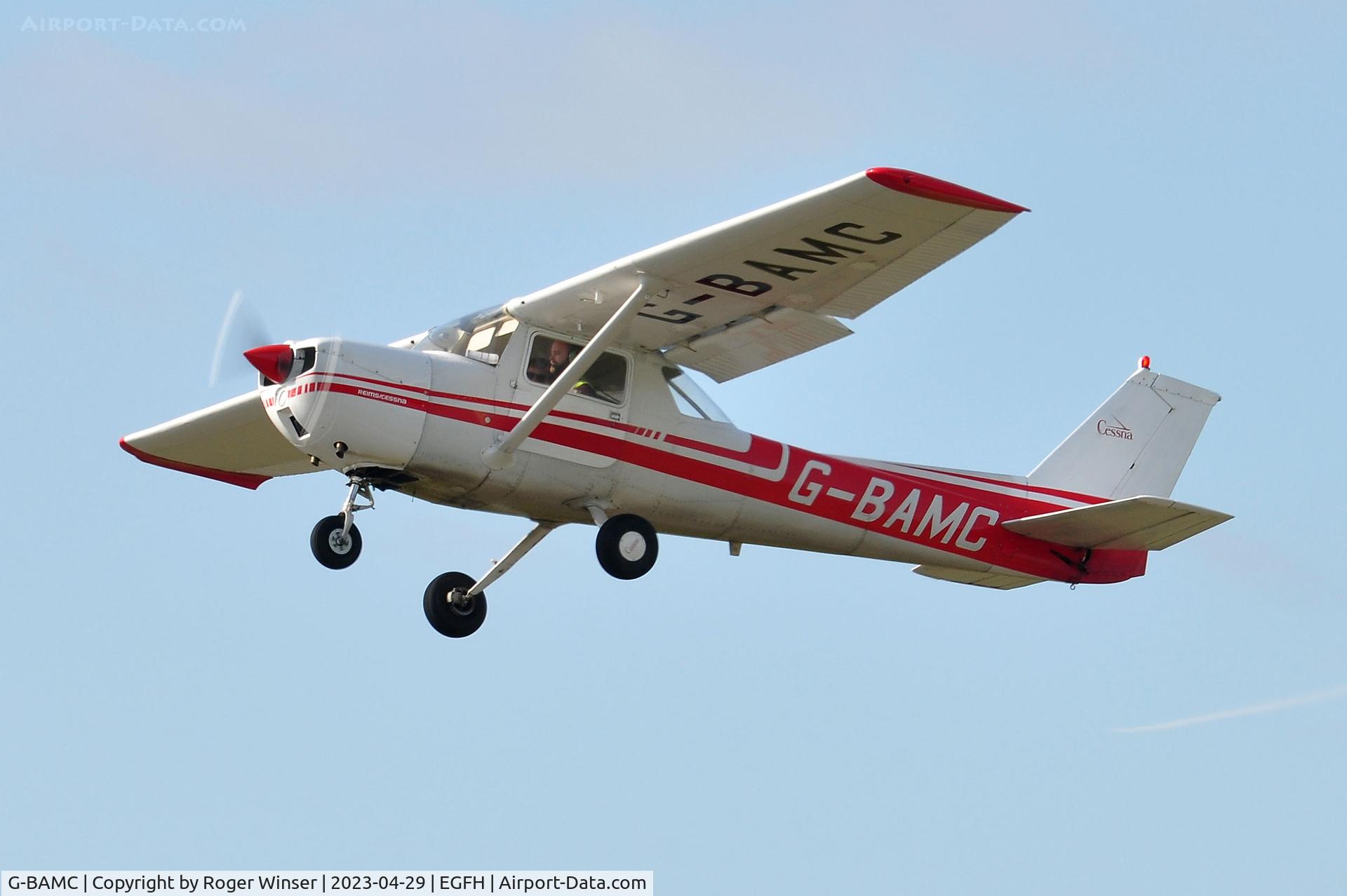 G-BAMC, 1973 Reims F150L C/N 0892, Resident aircraft operated by Cambrian Flying Club departing Runway 22.