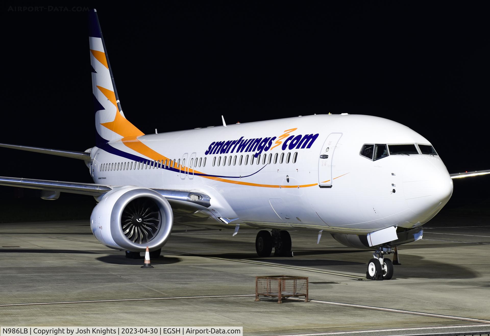N986LB, 2019 Boeing 737-8 MAX C/N 43566, On Stand After Arrival From Bangor.