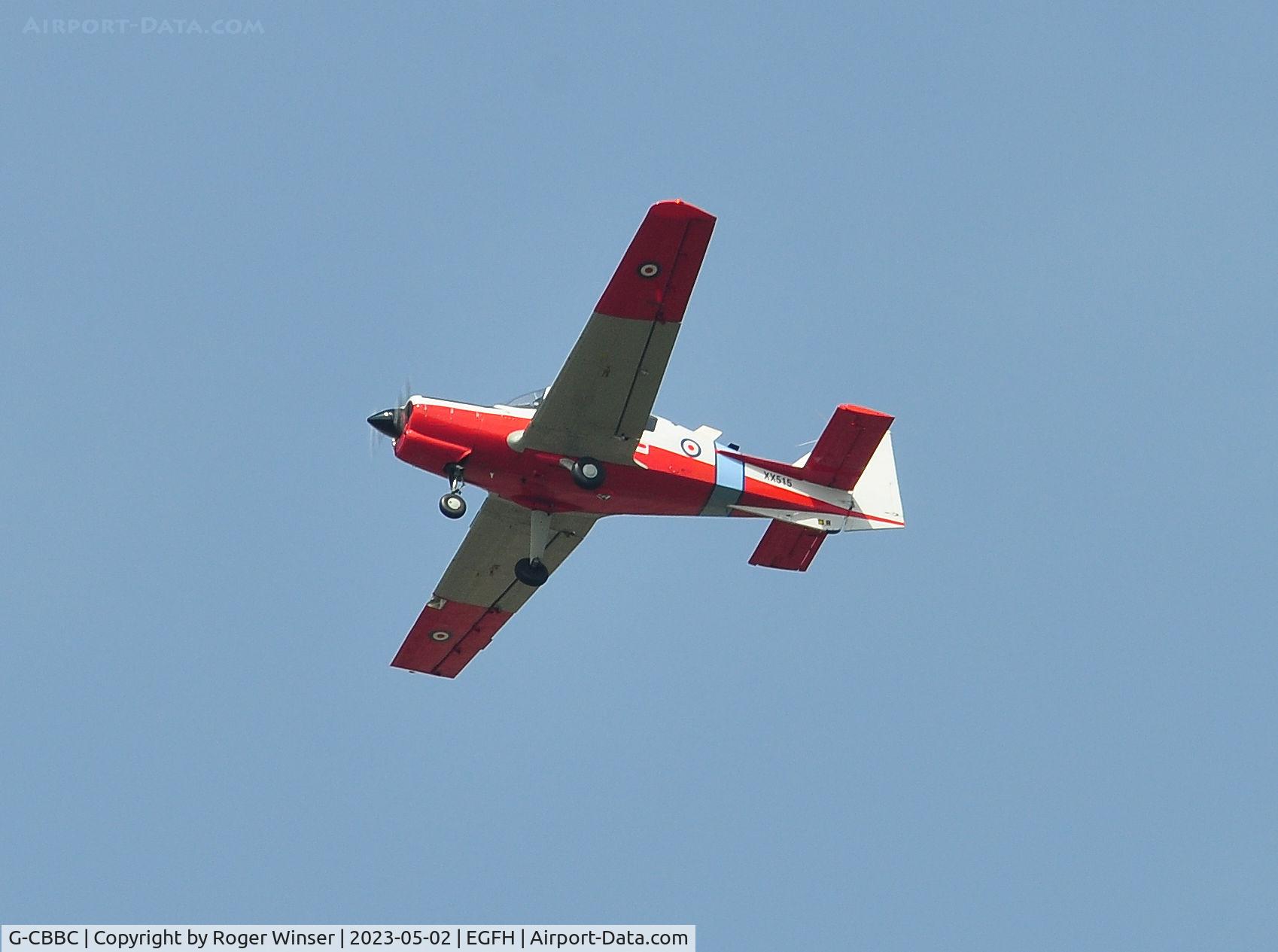 G-CBBC, 1973 Scottish Aviation Bulldog T.1 C/N BH120/201, Overhead the airport.