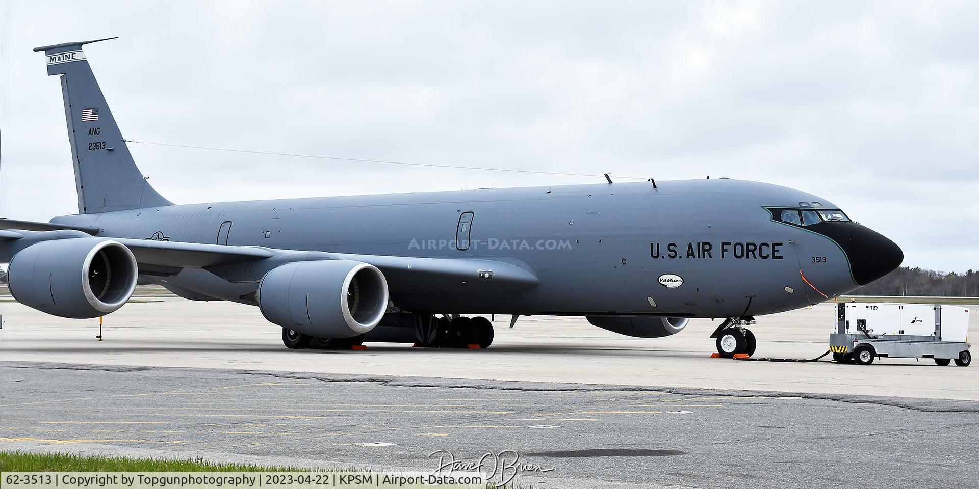 62-3513, 1962 Boeing KC-135R Stratotanker C/N 19496, Mainiac parked on the ramp at Portsmouth