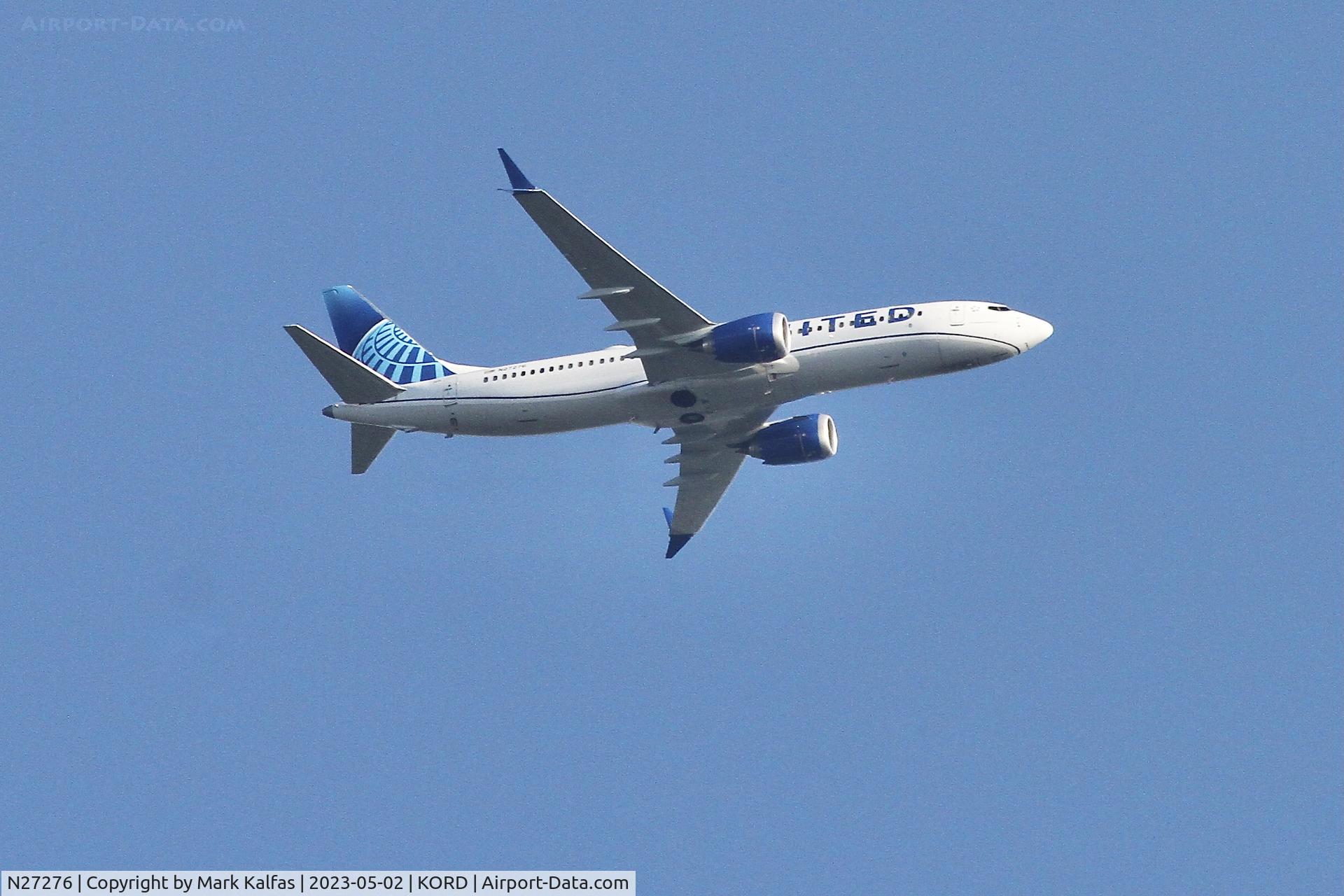 N27276, 2019 Boeing 737-8 MAX C/N 64611, United Airlines Boeing B737-MAX 8, N27276 arriving at ORD from ATL