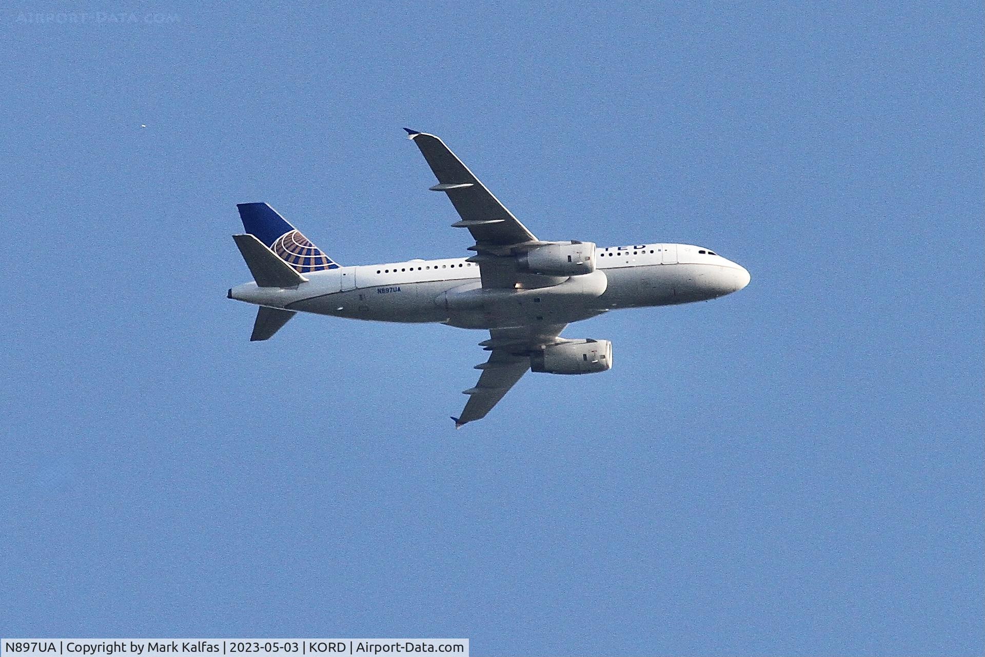 N897UA, 2007 Airbus A319-132 C/N 3269, United Airlines Airbus A319-132, N897UA arriving at ORD from BWI