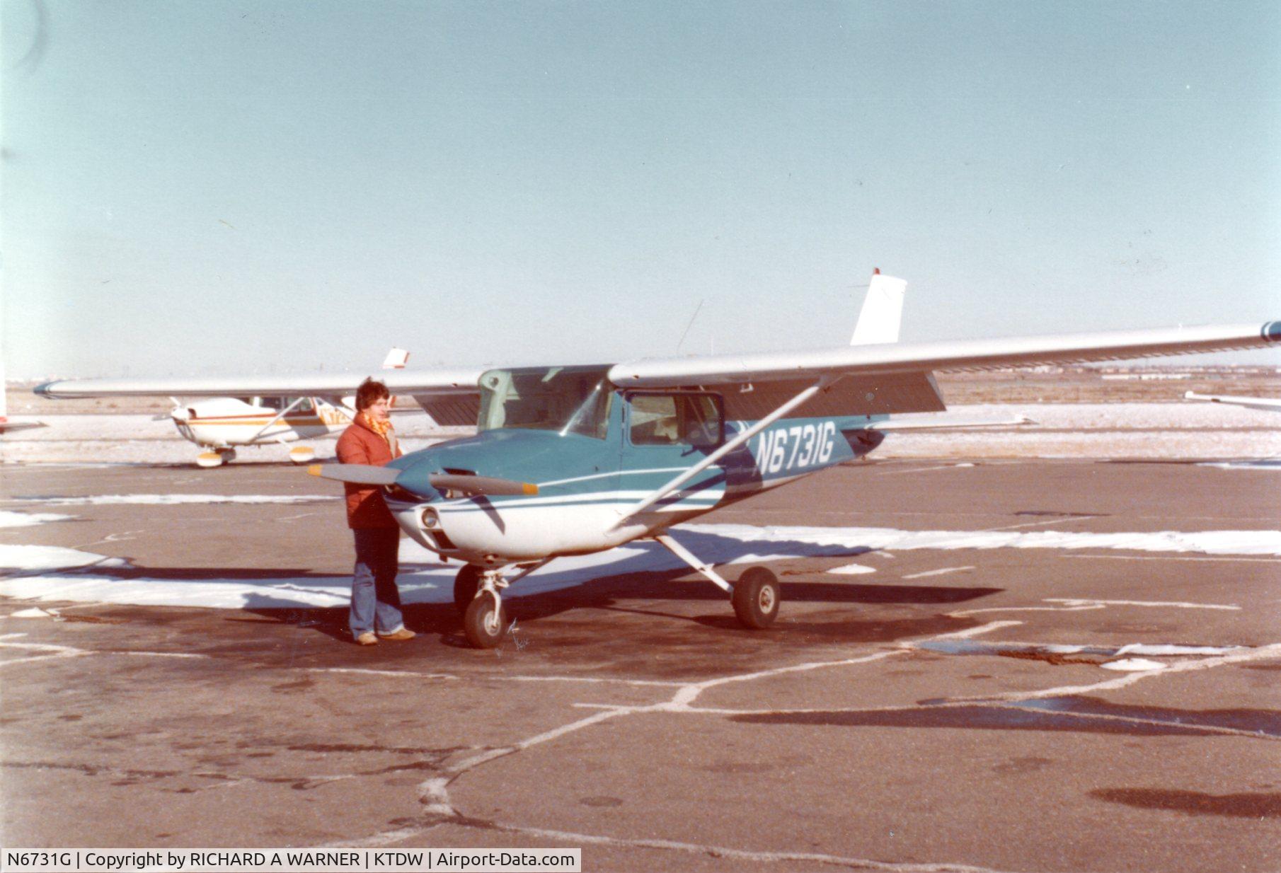 N6731G, 1970 Cessna 150L C/N 15072231, On my nephew's first solo-cross-country training, he visited me in Amarillo, Texas. He flew: Cessna 150>T-34C>T-2 Buckeye>A-4 Skyhawk>F-18 Hornet>Boeing 727.