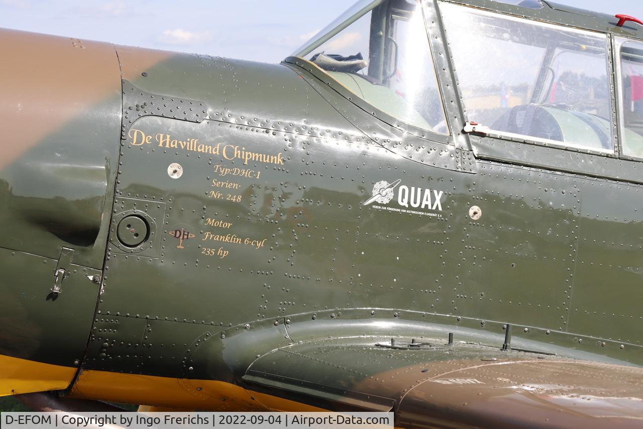 D-EFOM, 1951 De Havilland DHC-1 Chipmunk T.10 C/N C1/0248, Reference to the Franklin engine installed in late 1970.