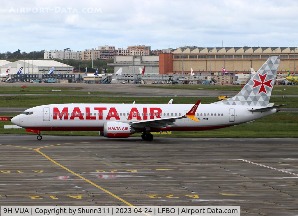 9H-VUA, 2021 Boeing 737-8-200 MAX C/N 65874, Taxiing holding point rwy 32R for departure from 'November 2'