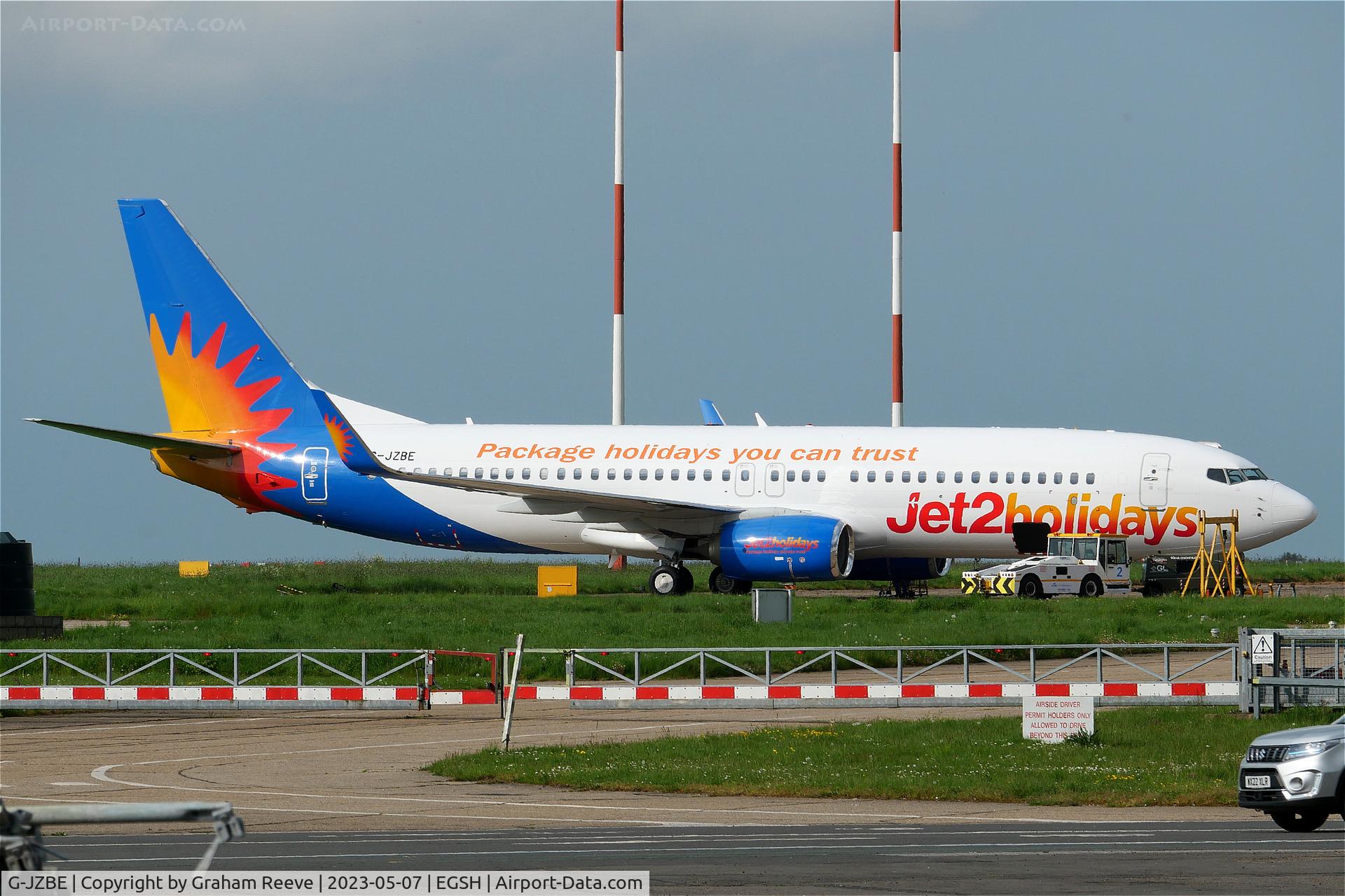 G-JZBE, 2017 Boeing 737-8MG C/N 63161, Parked at Norwich.