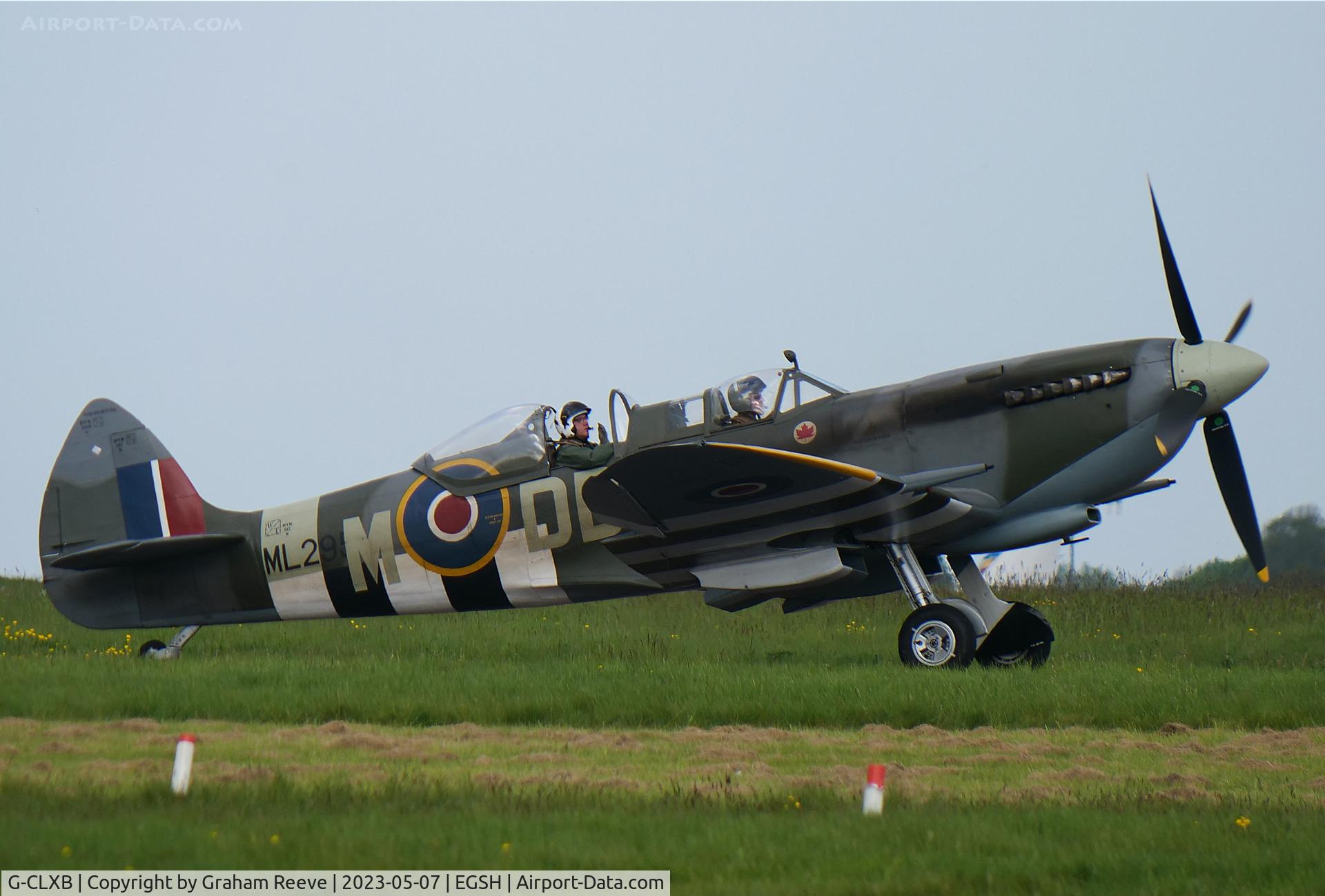 G-CLXB, 1944 Supermarine 361 Spitfire LF.IXb C/N CBAF 8381, Just landed at Norwich.