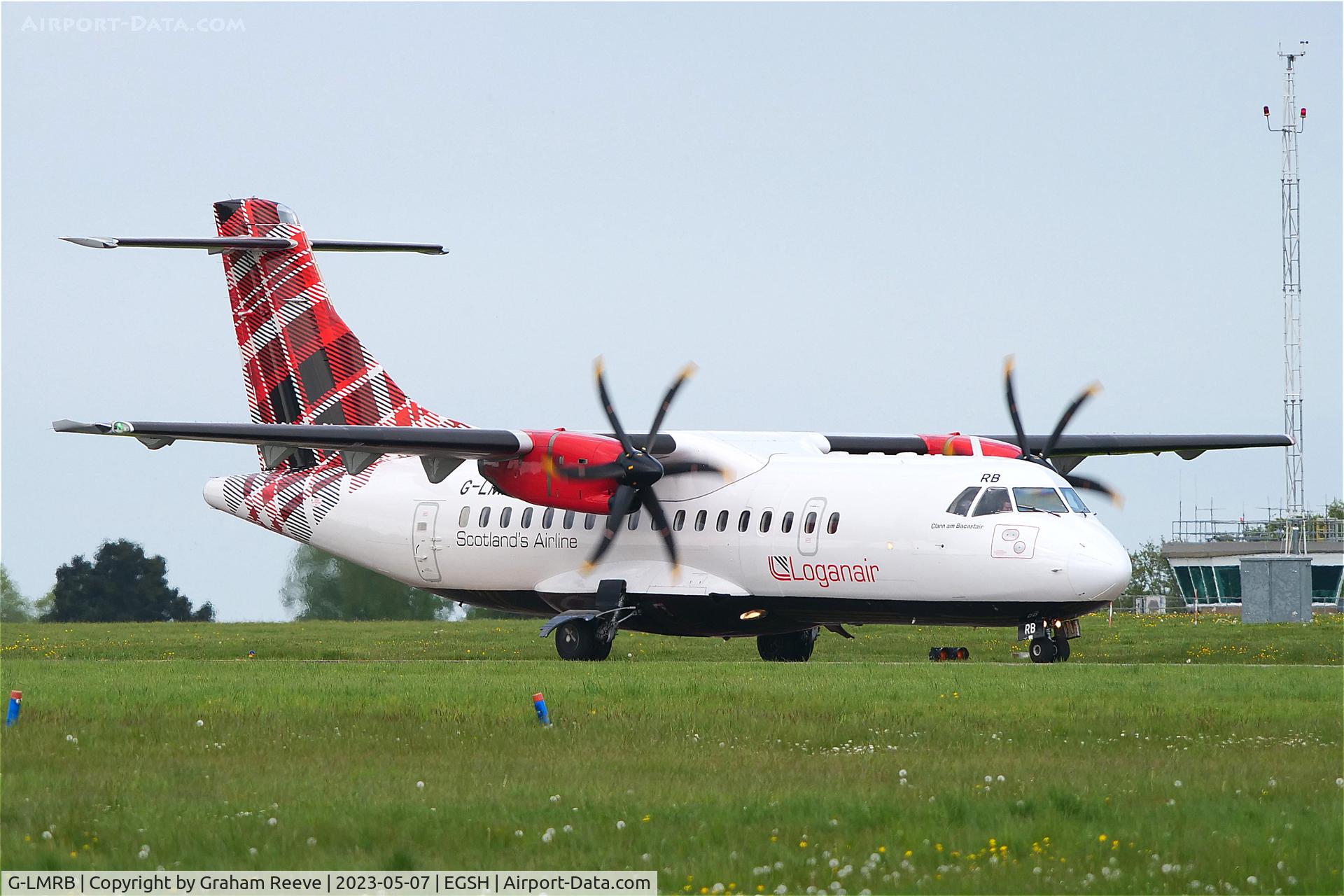 G-LMRB, 1996 ATR 42-500 C/N 484, Just landed at Norwich.