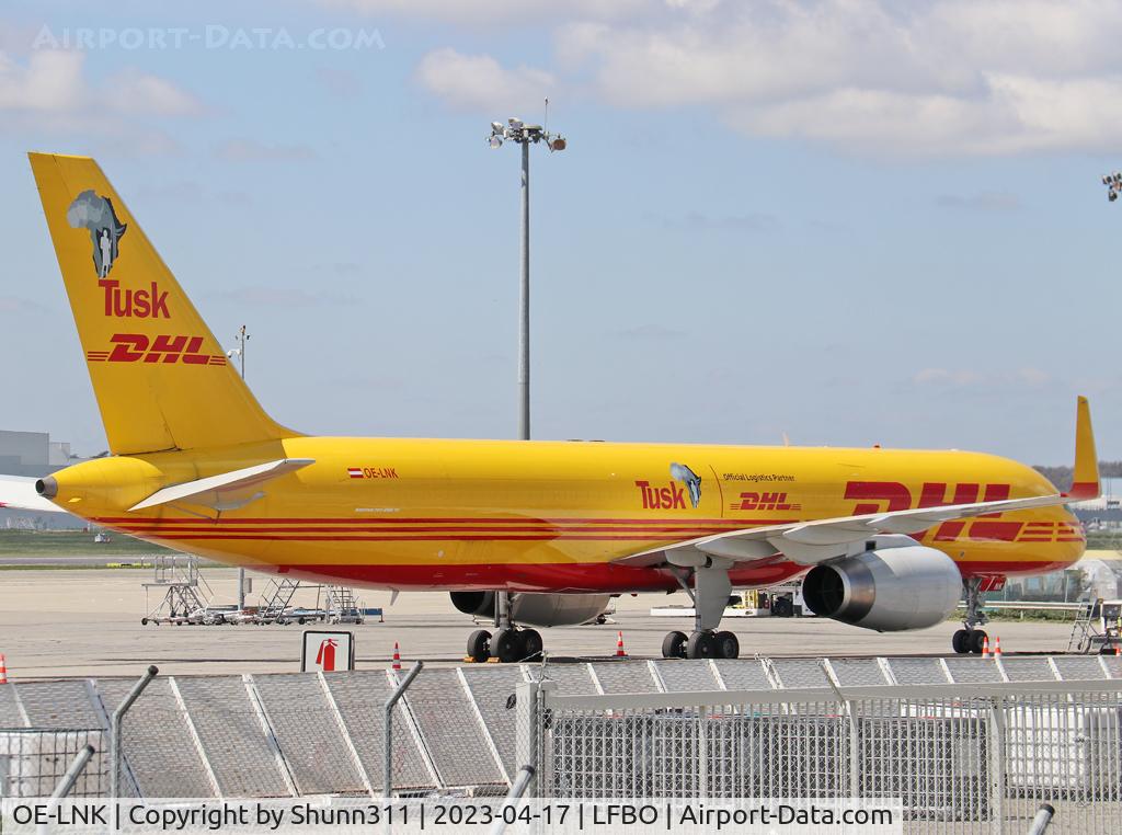 OE-LNK, 1998 Boeing 757-223F C/N 29426, Parked at the Cargo apron in Tusk special markings