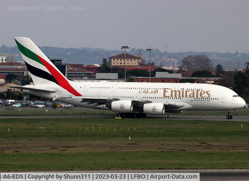 A6-EDS, 2011 Airbus A380-861 C/N 086, Taxiing for departure after some maintenance...