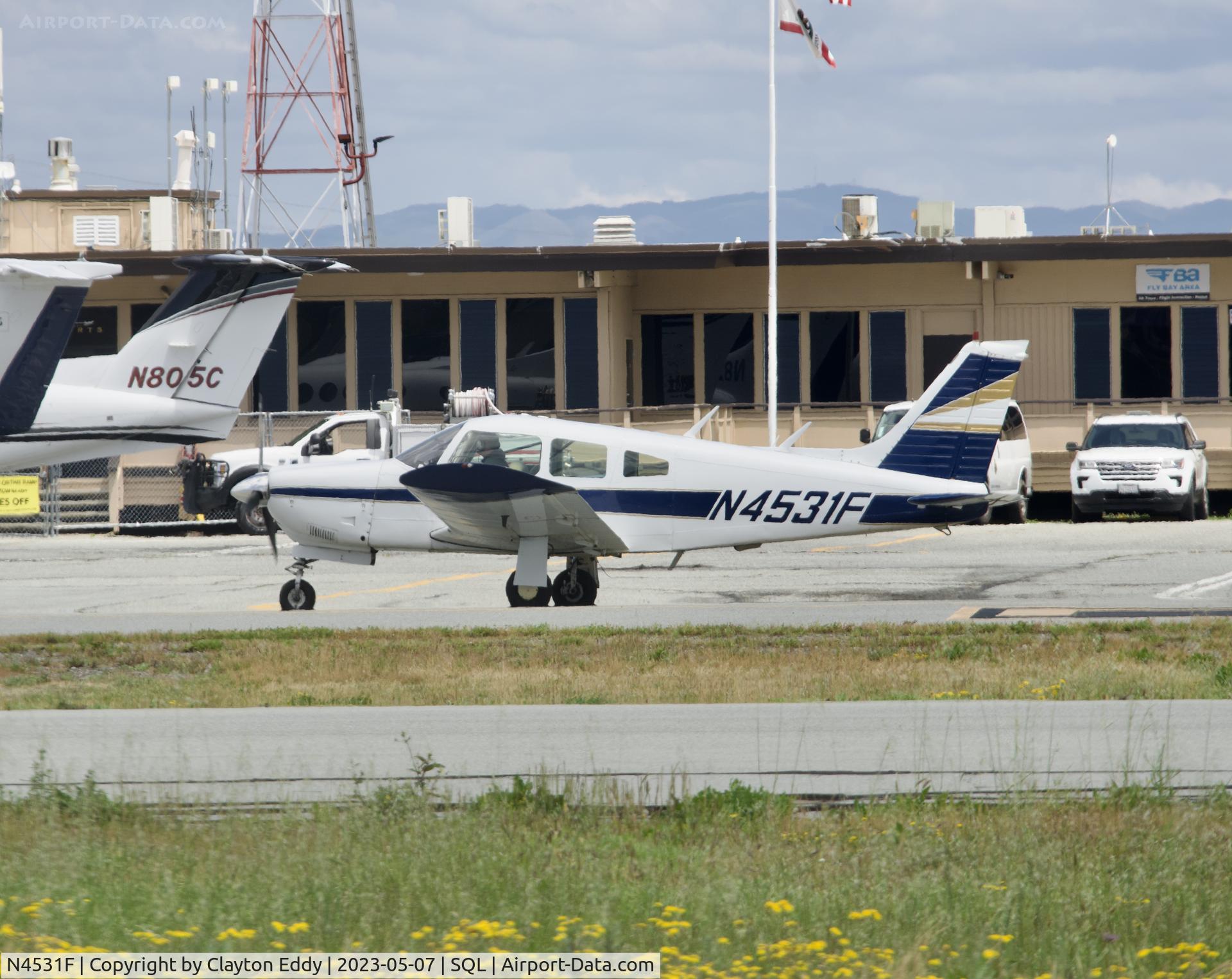 N4531F, 1976 Piper PA-28R-200 Cherokee Arrow C/N 28R-7635415, San Carlos Airport in California 2023.