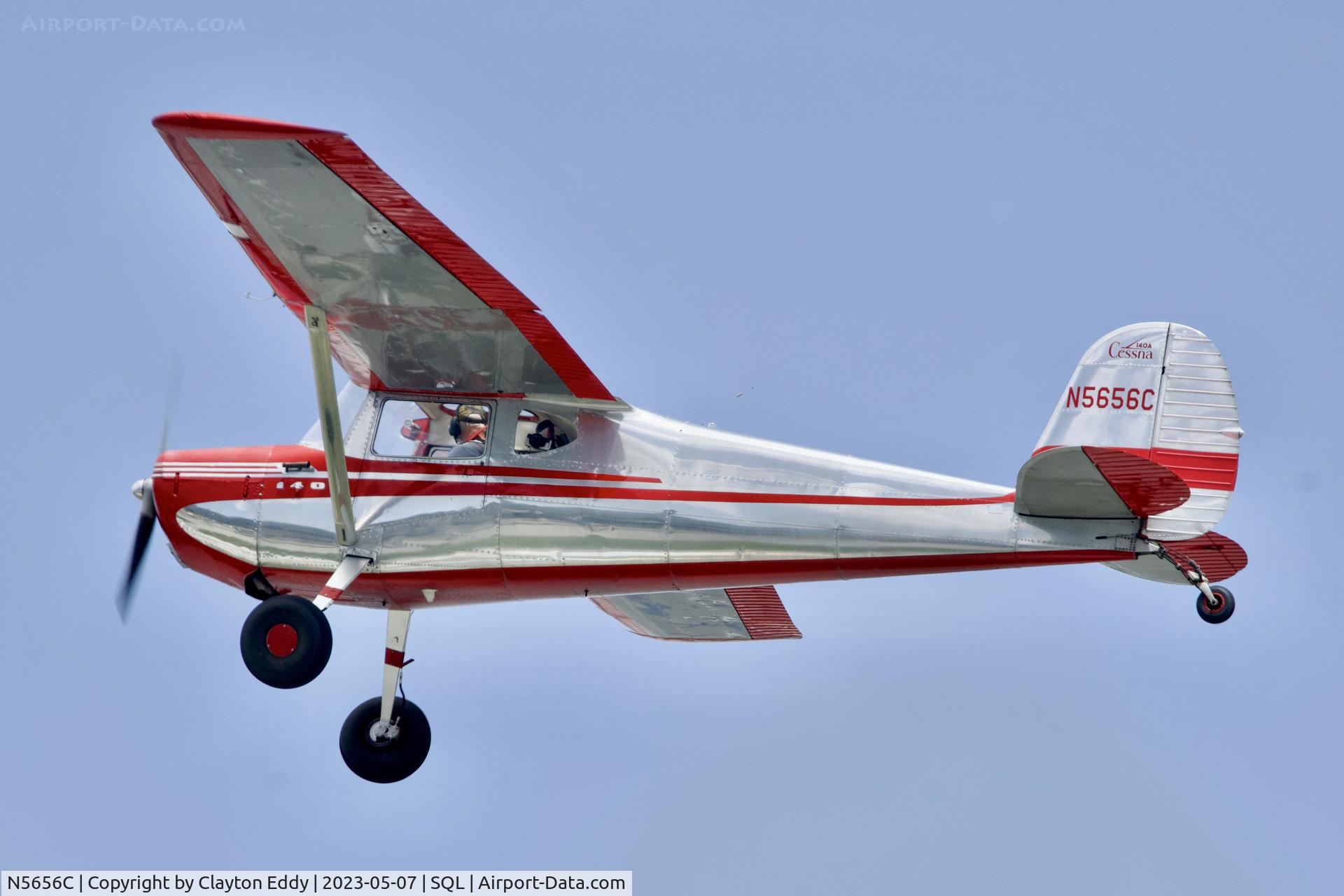 N5656C, 1950 Cessna 140A C/N 15612, San Carlos Airport in California 2023.