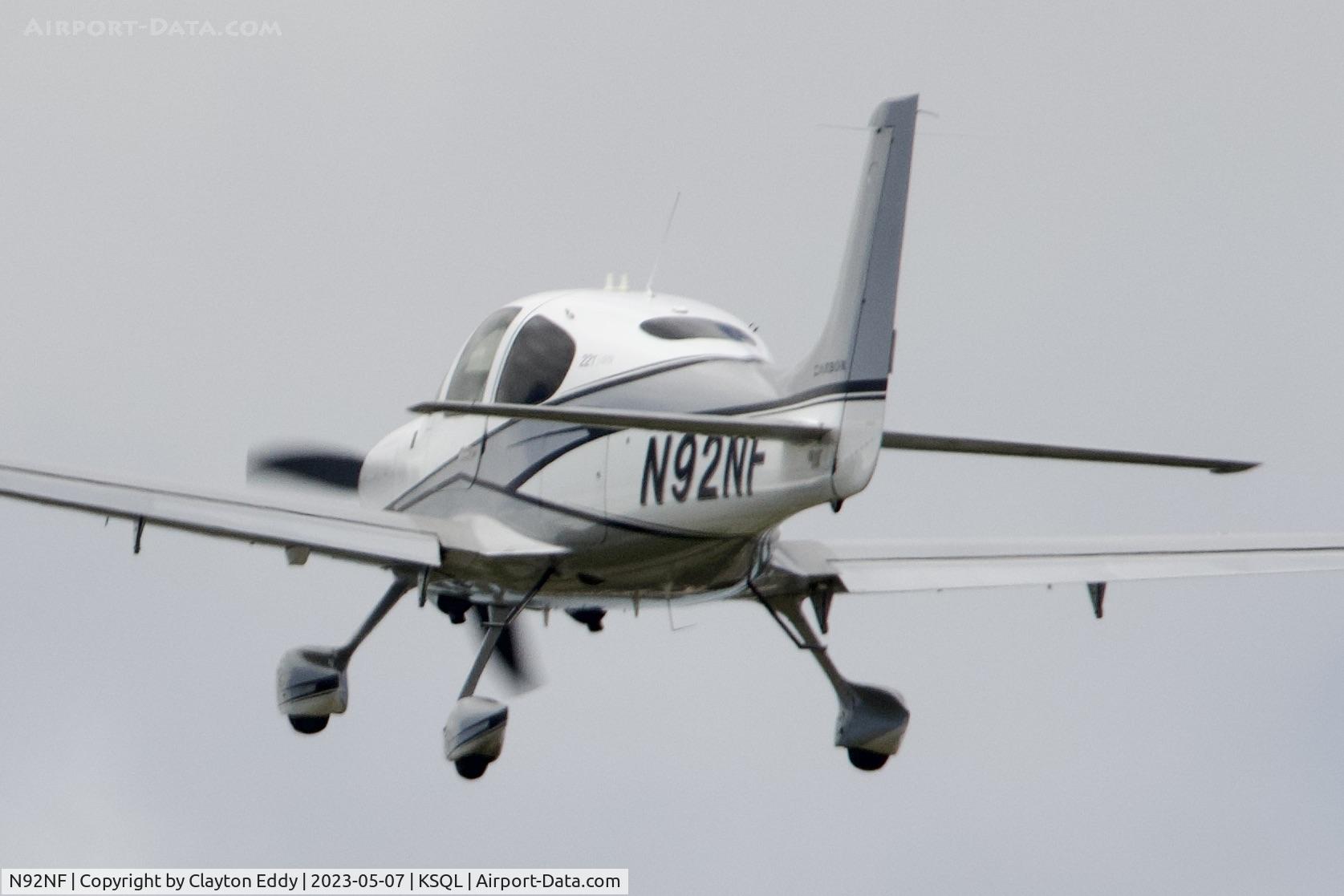 N92NF, 2016 Cirrus SR22T Carbon C/N 1425, San Carlos Airport in California 2023.