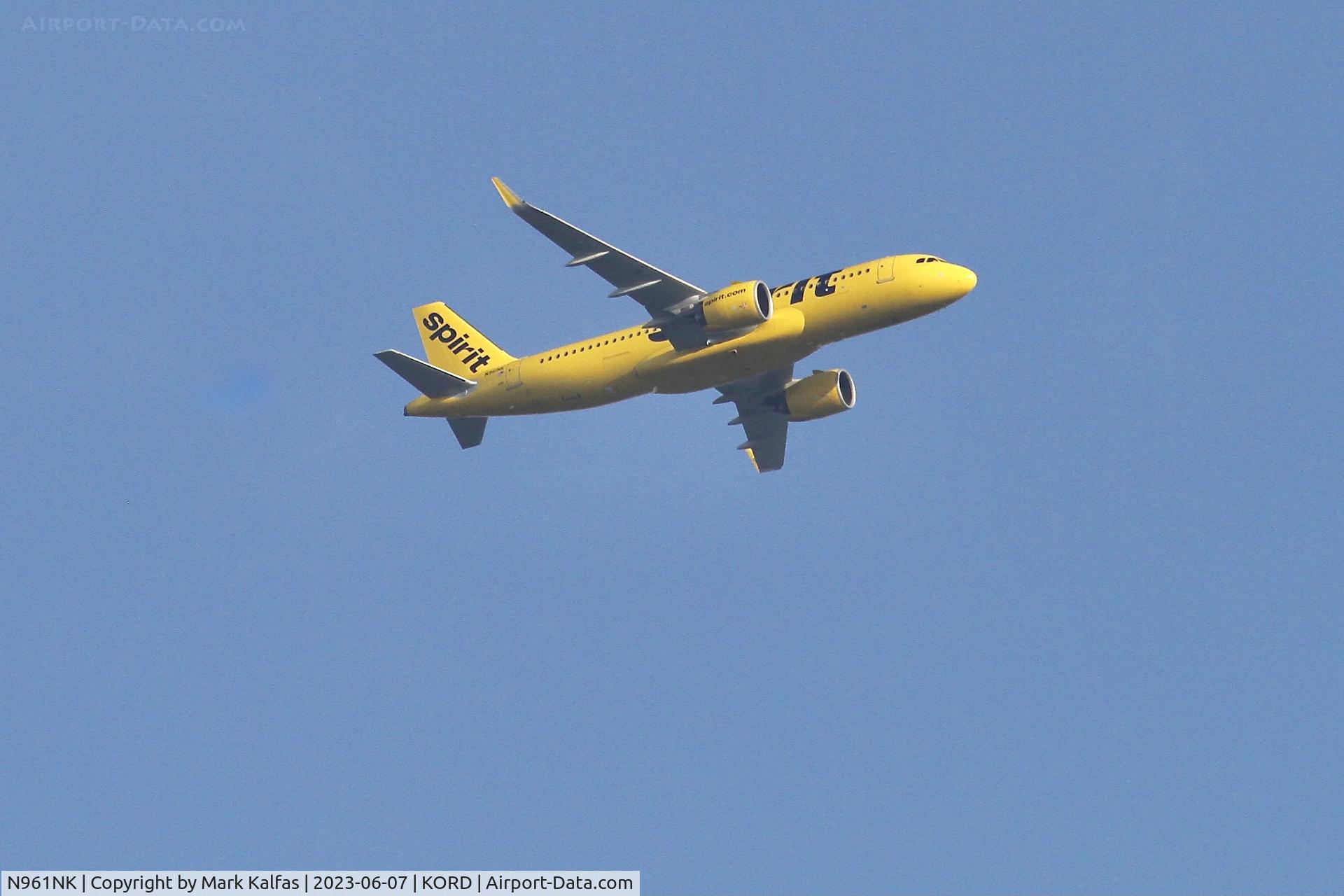 N961NK, 2022 Airbus A320-271N C/N 11003, Spirit Airlines Airbus A320-271N, N961NK, operating as NKS1785, arriving at ORD from ATL