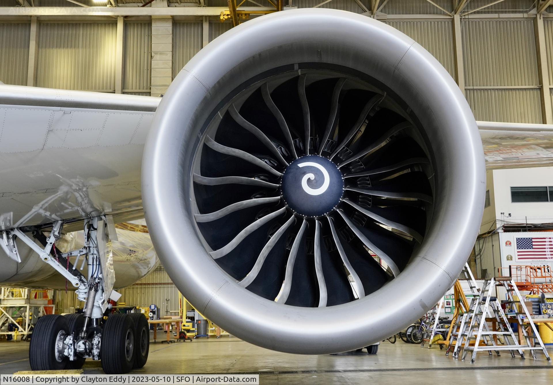 N16008, 2019 Boeing 787-10 Dreamliner C/N 60138, General Electric GEnx-1B engine SFO 2023.
