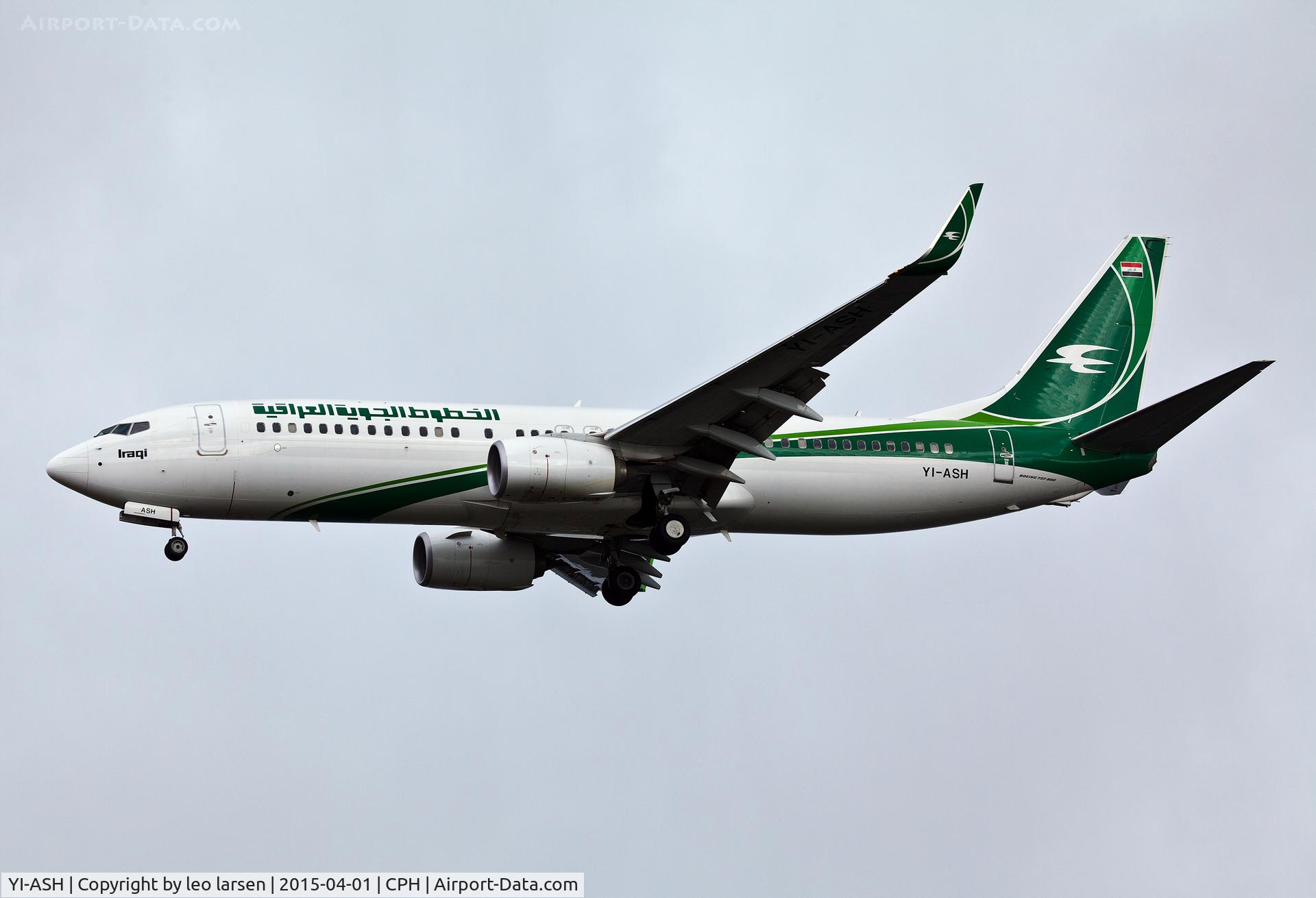 YI-ASH, 2014 Boeing 737-81Z C/N 40076, Copenhaken 1.4.2015 app to R-30