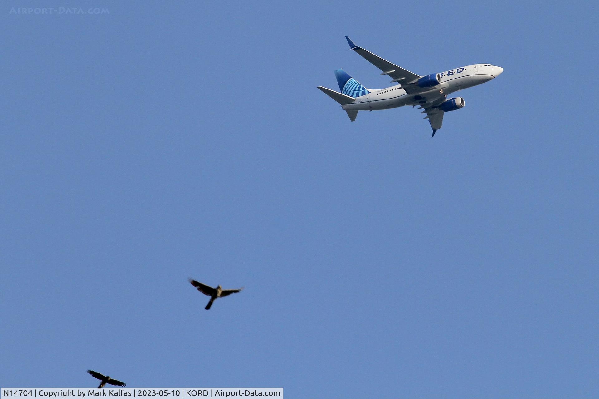 N14704, 1998 Boeing 737-724 C/N 28765, United Airlines Boeing 737-724, N14704 operating as UA248 from CLT to ORD, on approach to O'Hare