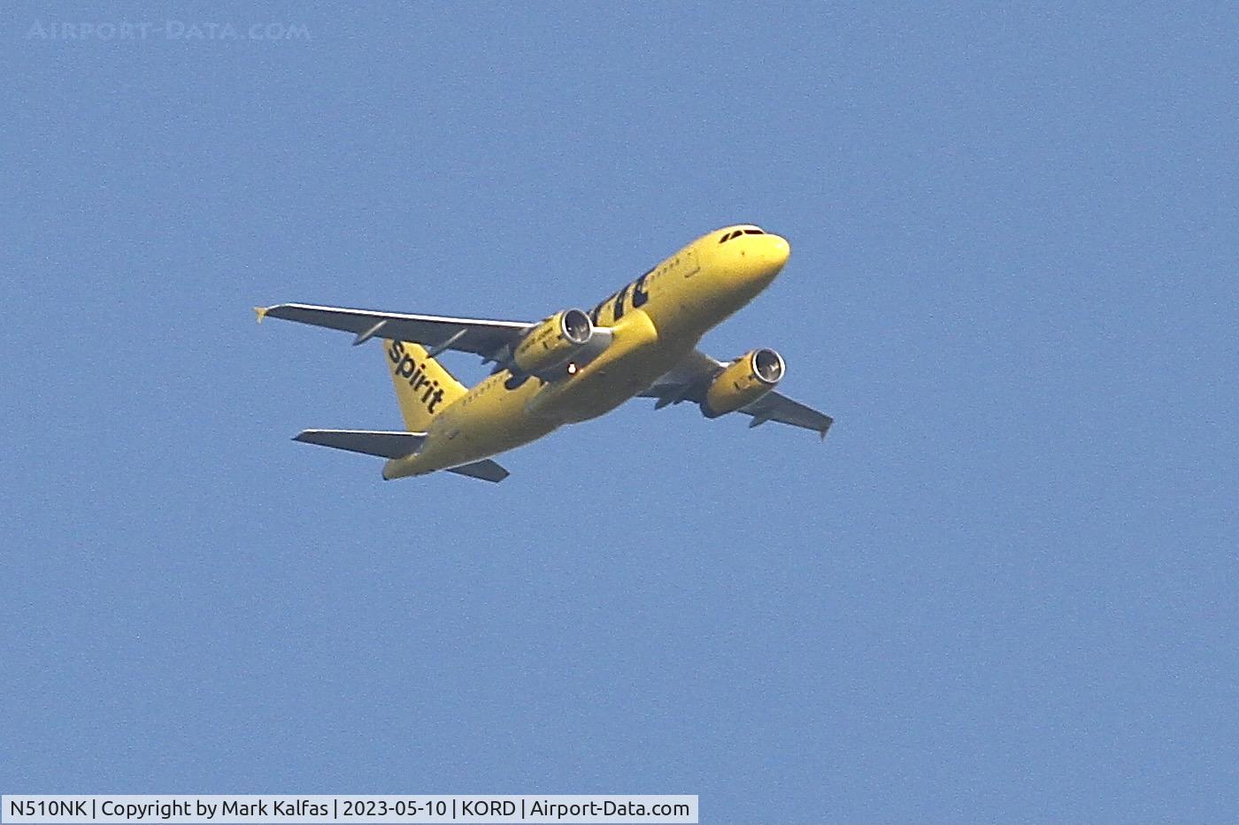 N510NK, 2005 Airbus A319-132 C/N 2622, Spirit Airlines Airbus A319-132, N510NK operating as NKS322 from MCO to ORD, on approach to O'Hare