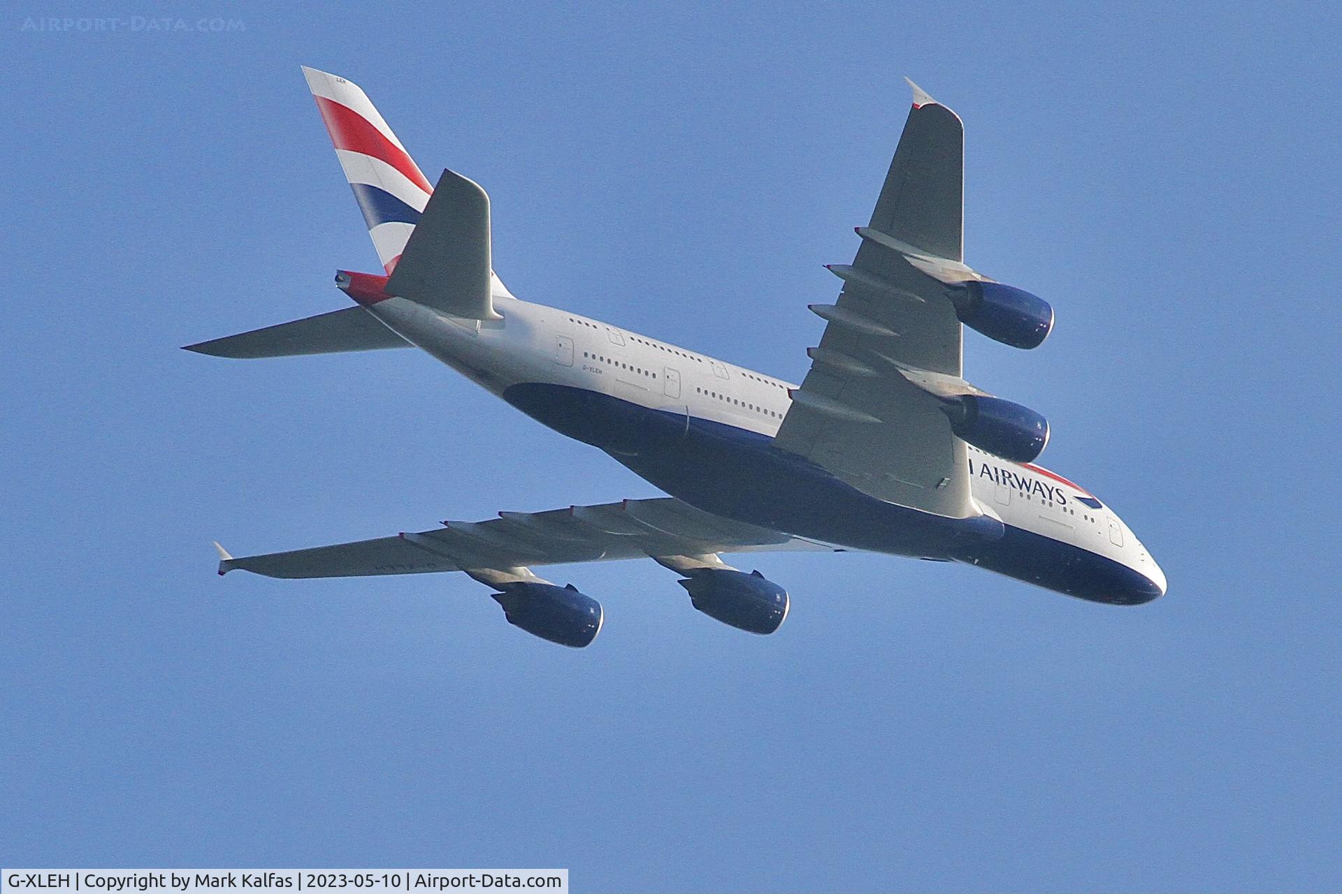 G-XLEH, 2014 Airbus A380-841 C/N 163, British Airways Airbus A380-841, G-XLEH operating as BA297 from LHR to ORD, on downwind to O'Hare.
