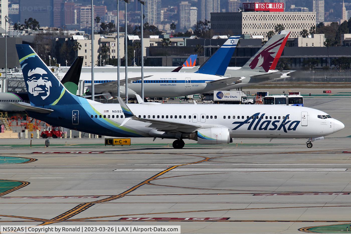 N592AS, 2008 Boeing 737-890 C/N 35190, at lax