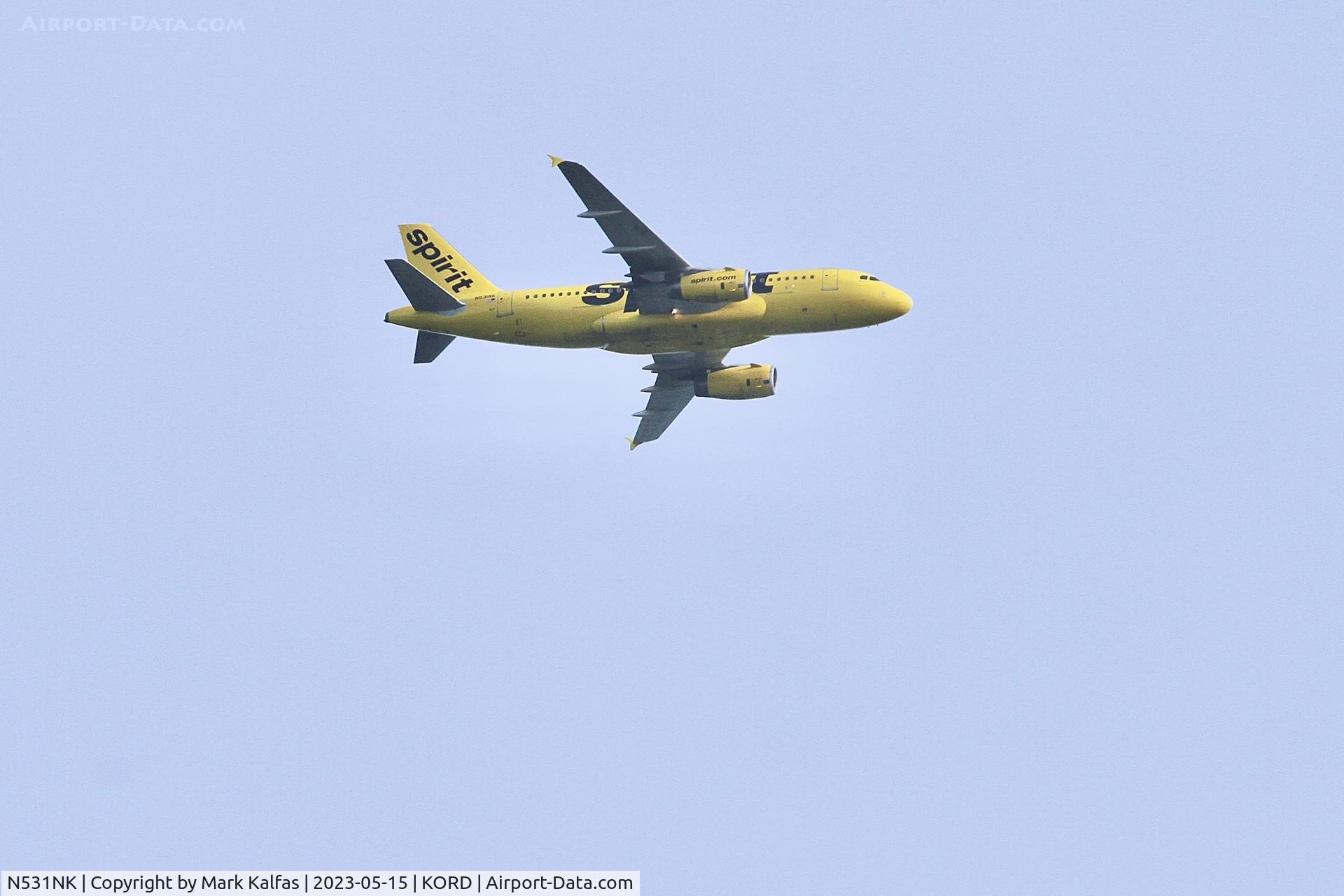 N531NK, 2007 Airbus A319-132 C/N 3026, Spirit Airlines Airbus A319-132, N531NK operating as NK130 from SJU to ORD