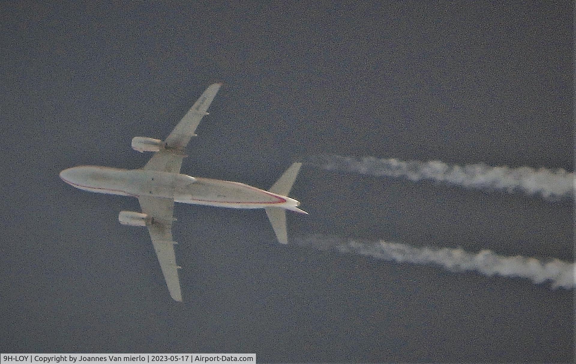 9H-LOY, 2003 Airbus A320-232 C/N 2161, Cruising over Belgium flt328 FR2366/RYR65TN STN-KSC