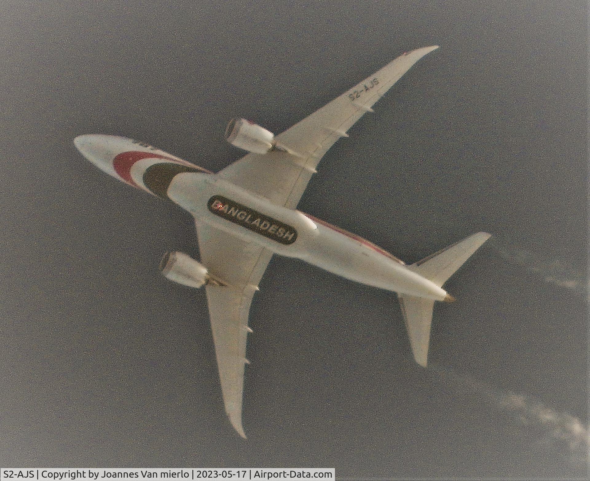 S2-AJS, 2018 Boeing 787-8 Dreamliner C/N 40126, Cruising over Belgium