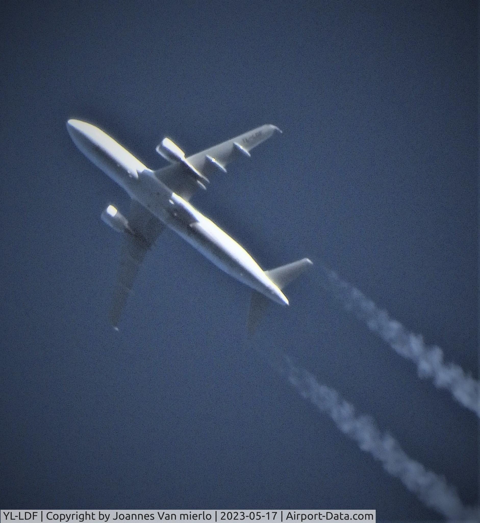 YL-LDF, 2009 Airbus A320-214 C/N 4061, Cruising over Belgium CDG-ARN FLT320 