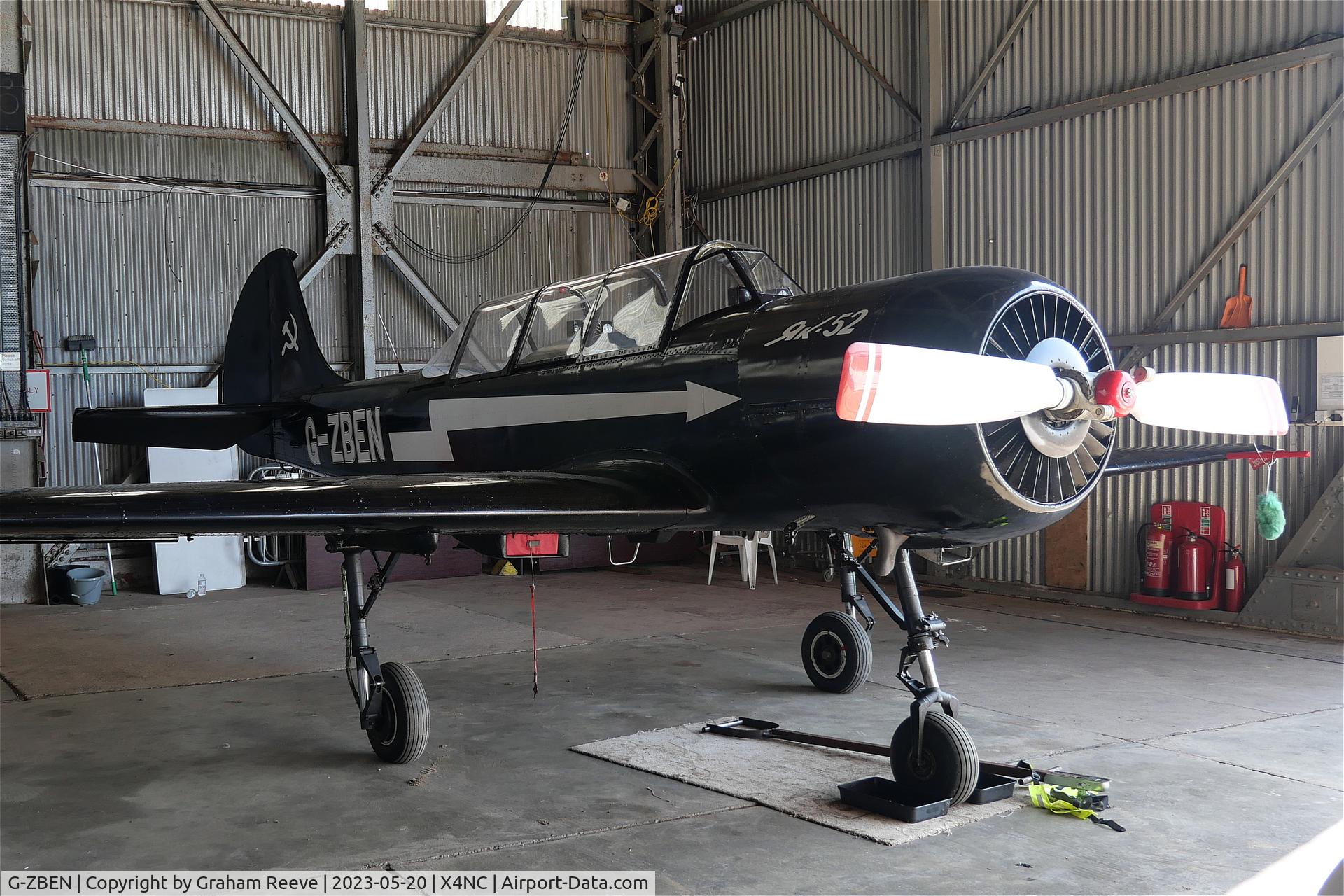 G-ZBEN, 1982 Bacau Yak-52 C/N 822708, Parked at North Coates.