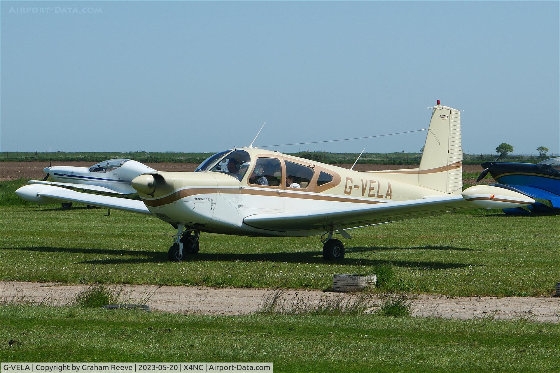 G-VELA, 1968 SIAI-Marchetti S-205-22R C/N 4-149, Just landed at North Coates.