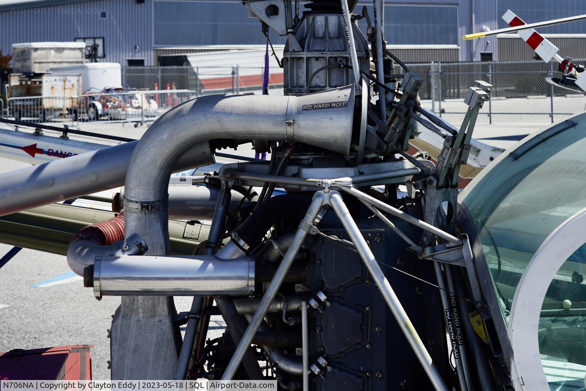 N706NA, Hiller UH-12E C/N 2265, Hiller Aviation Museum San Carlos Airport in California 2023.