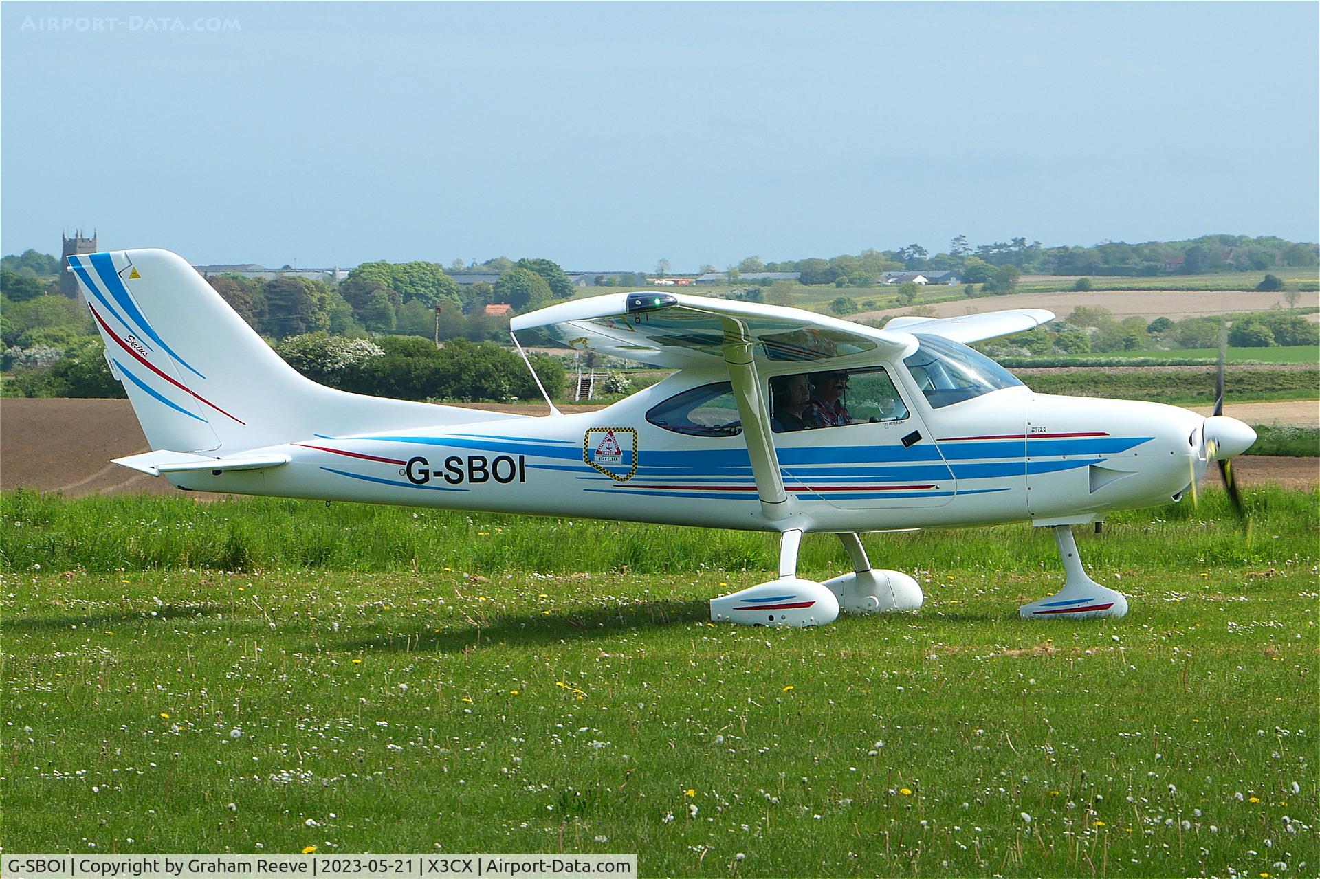 G-SBOI, 2022 TL Ultralight TL-3000 Sirius C/N 22 SI 215, Just landed at Northrepps.